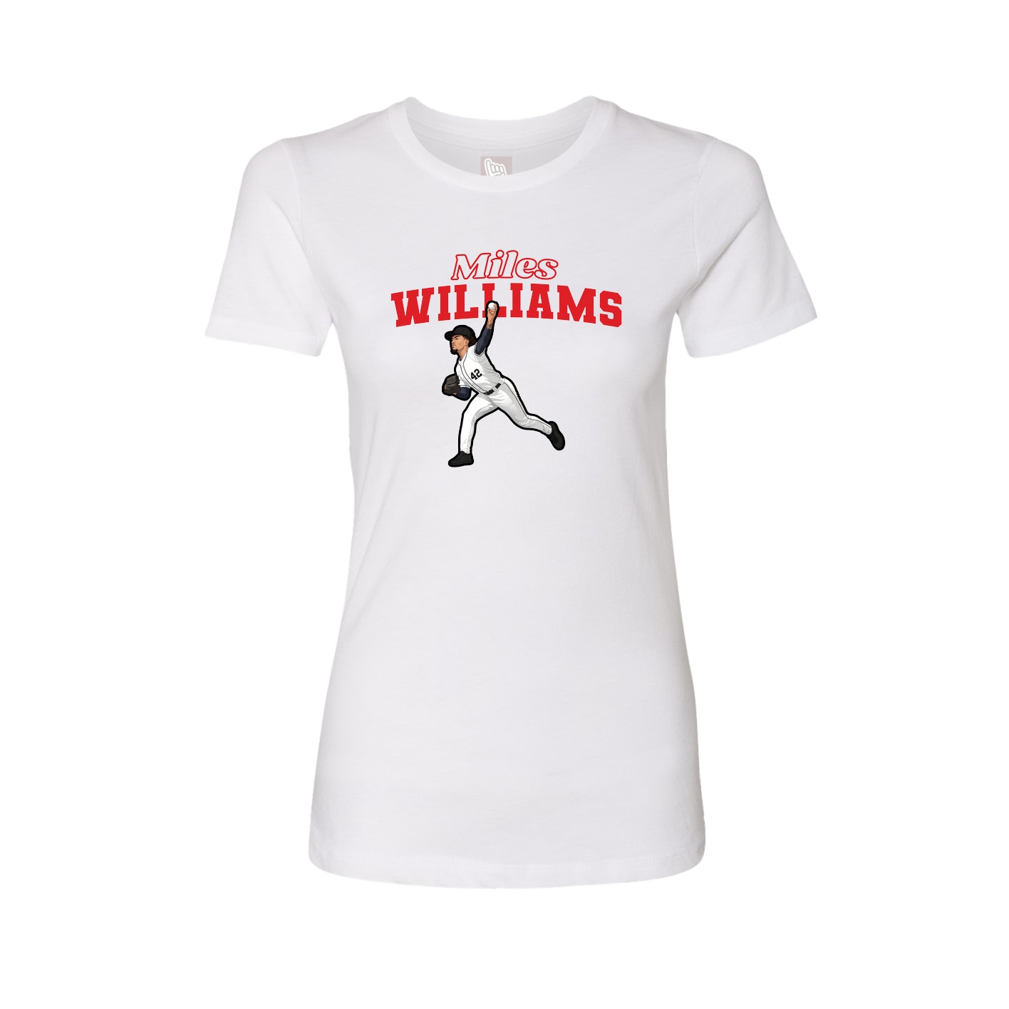 Fitted Women's Tee — Name Arch in White