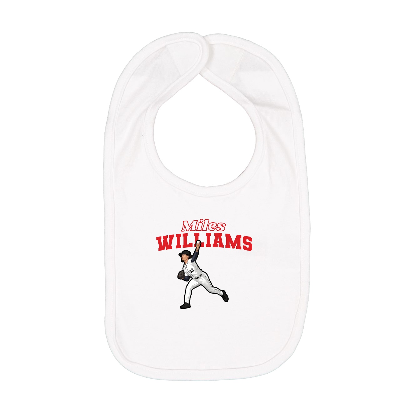 Infant Bib — Name Arch in White
