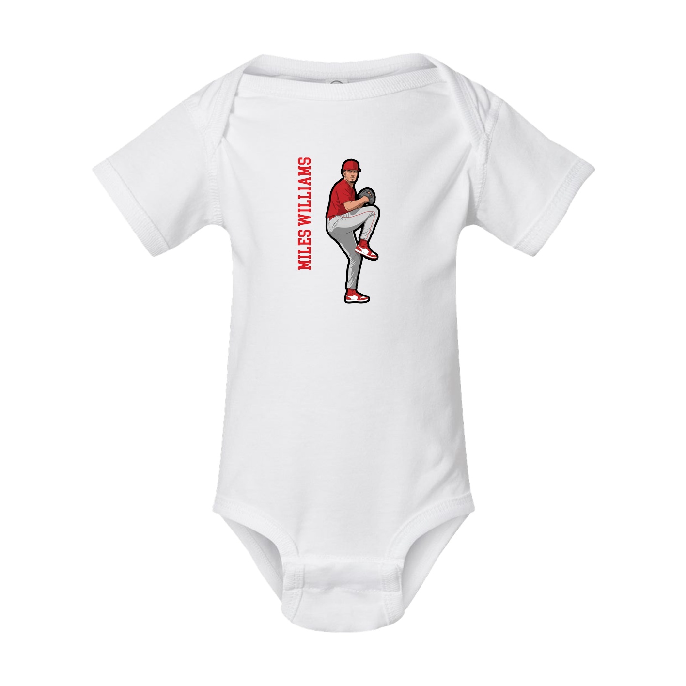 Baby Onesie — Name Vertical in White