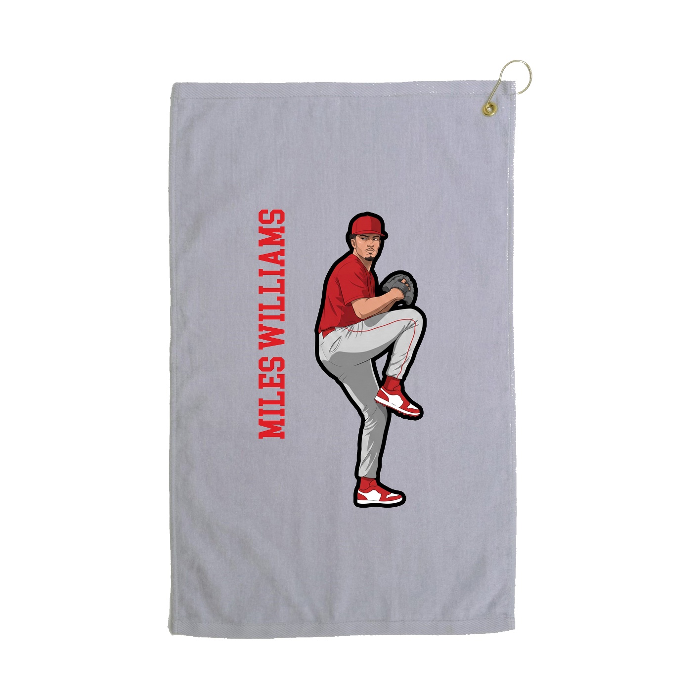 Golf Towel — Name Vertical in Grey