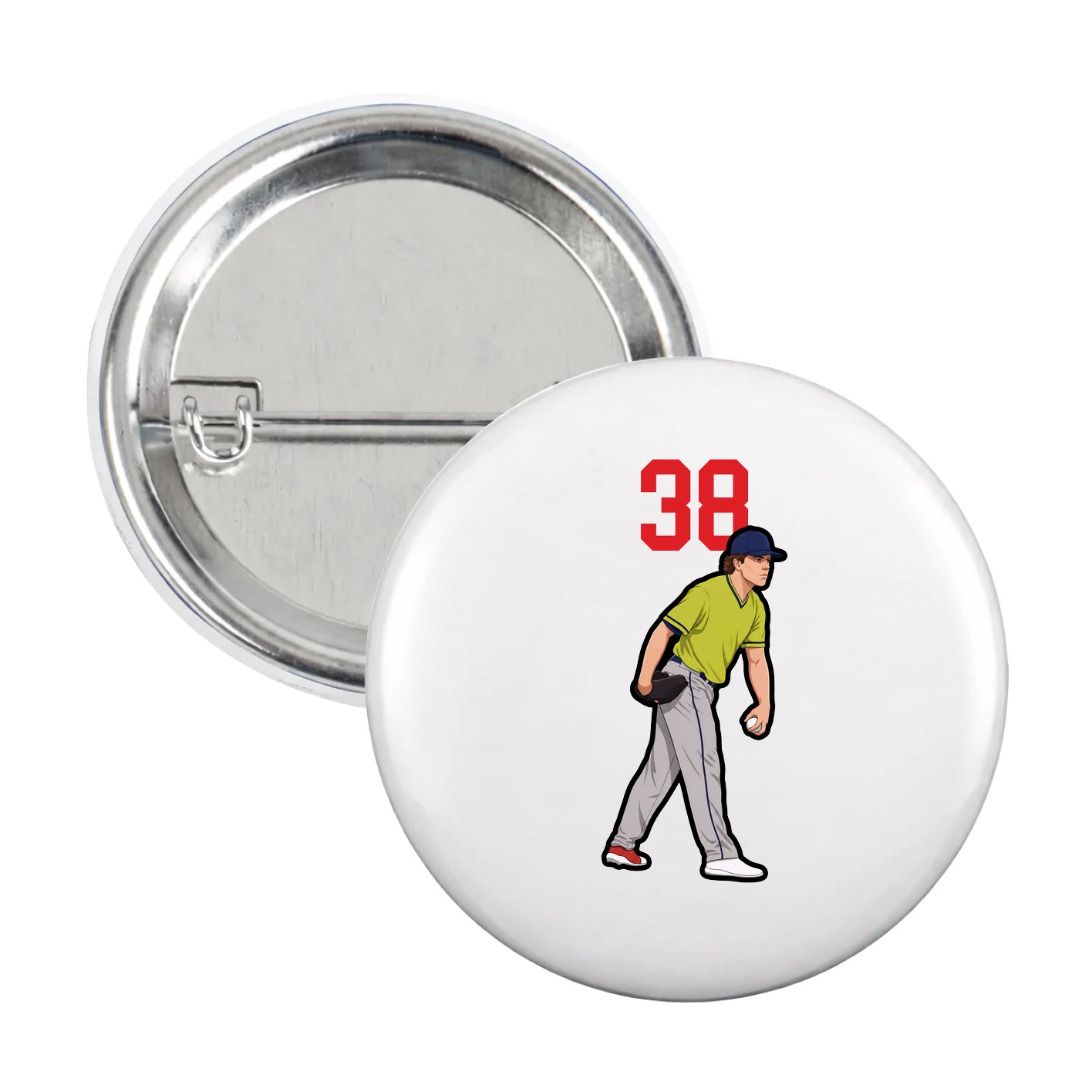 Game Day Button — Number Top in White