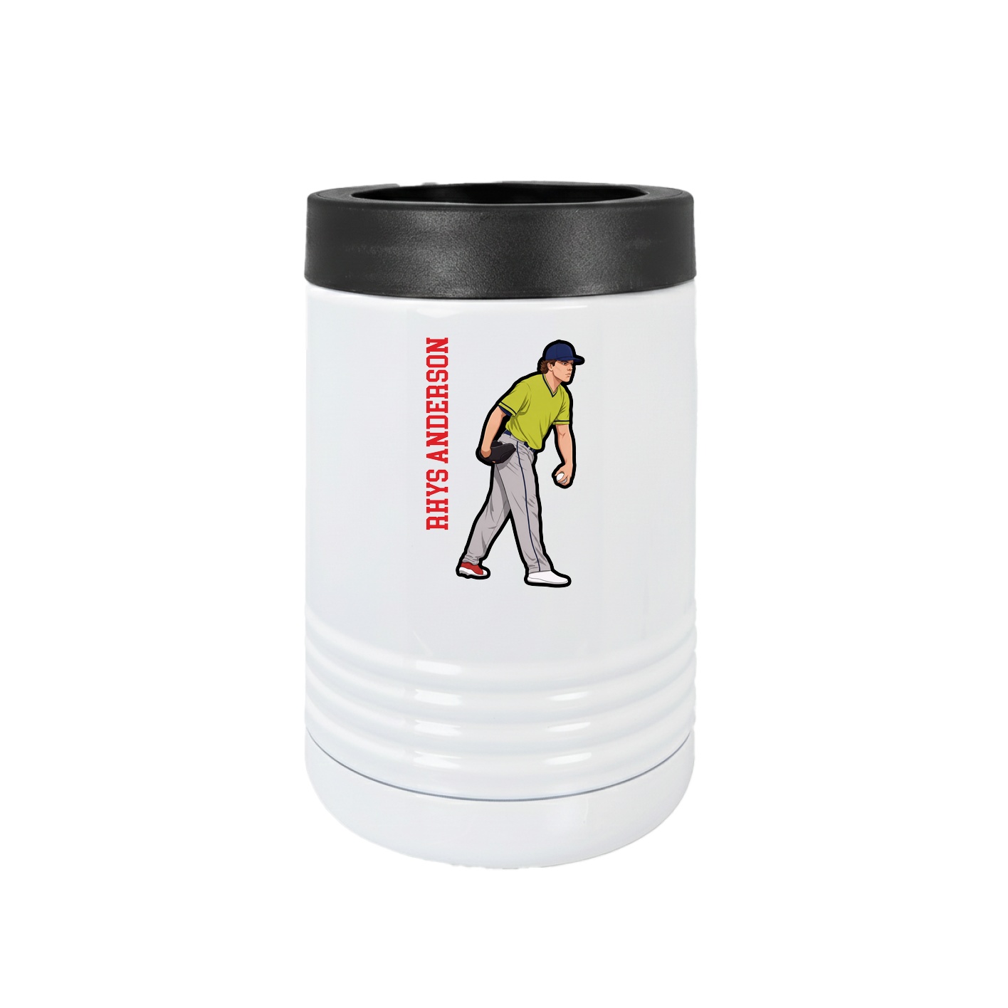 Beverage Holder — Name Vertical in White