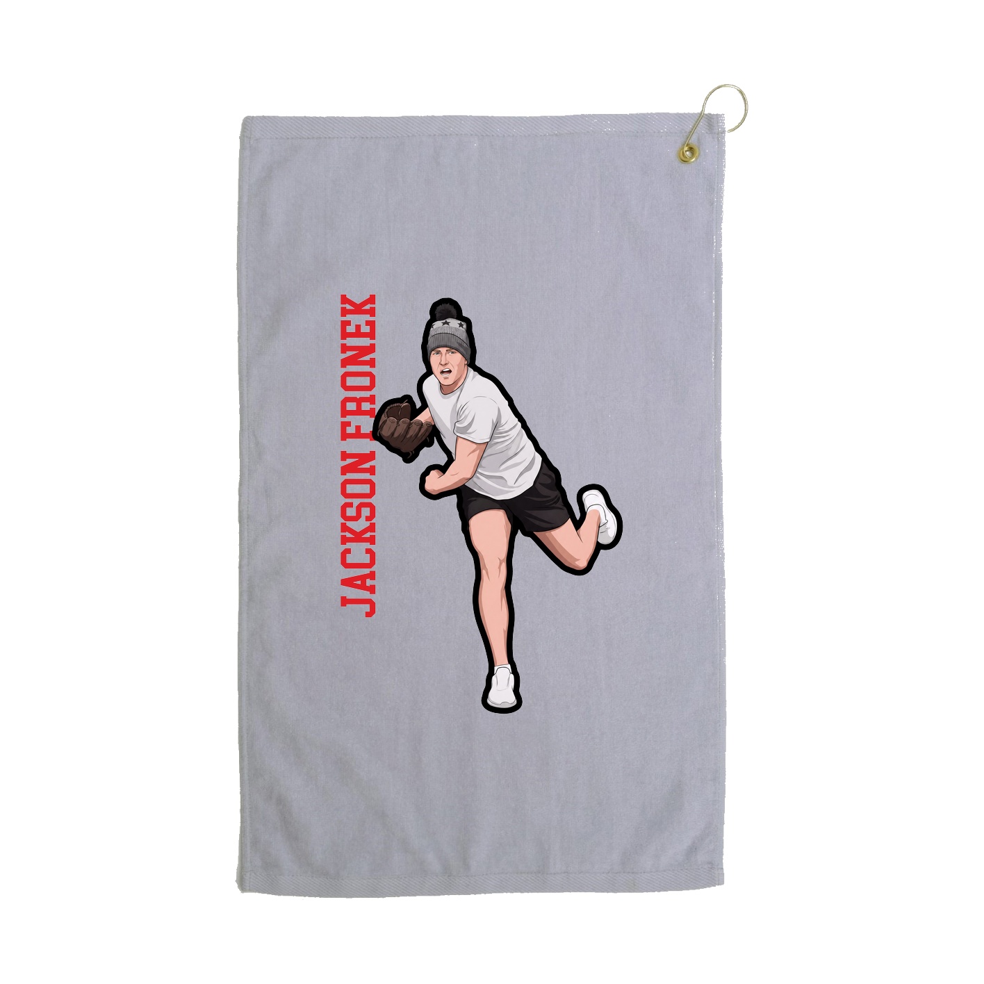 Golf Towel — Name Vertical in Grey