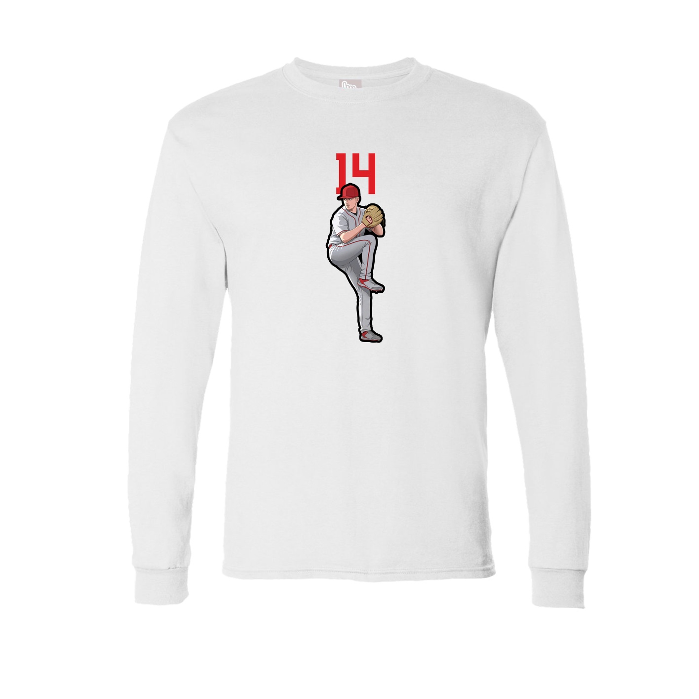 Long Sleeve Tee — Number Top in White