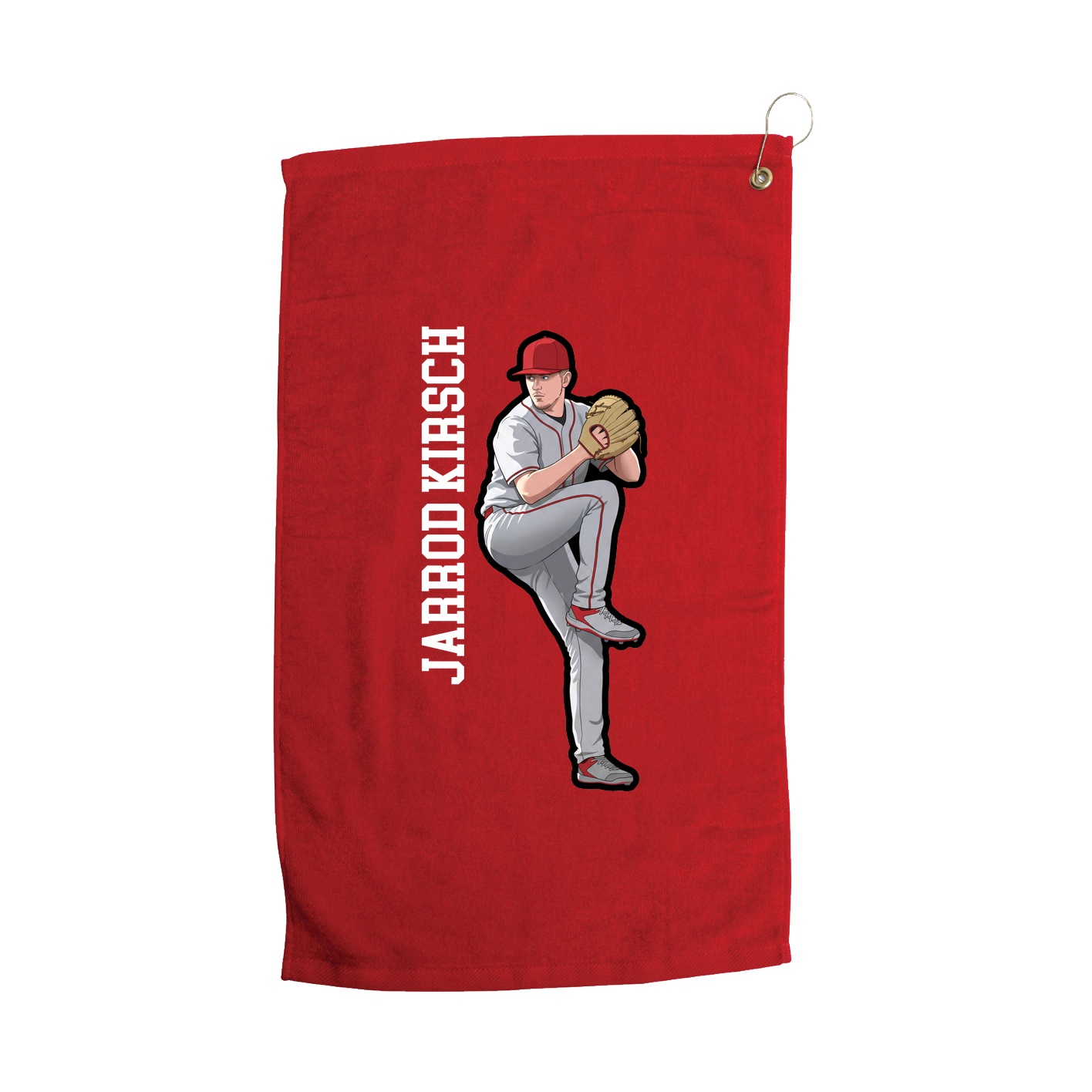 Golf Towel — Name Vertical in Red