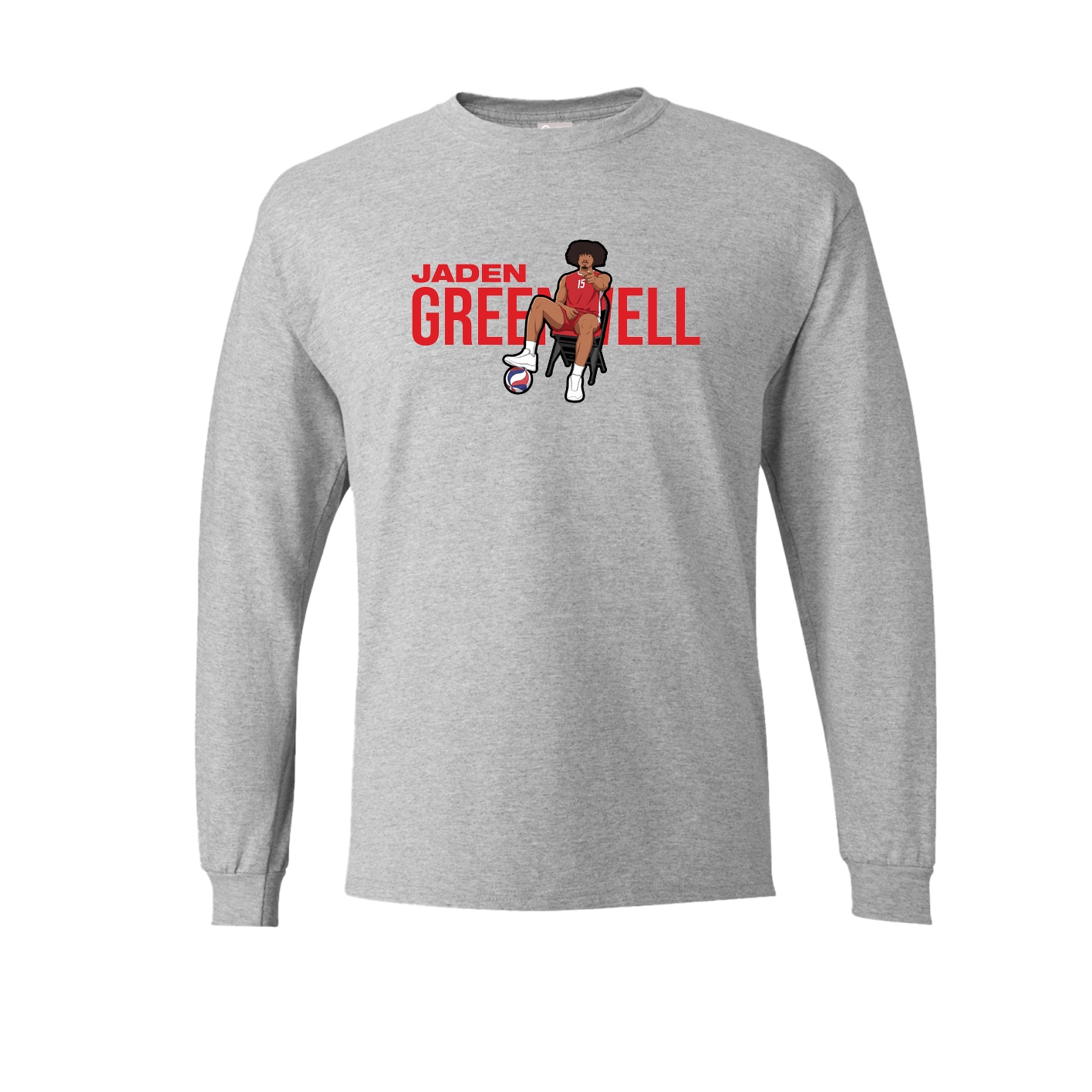 Long Sleeve Tee — Player Name in Grey