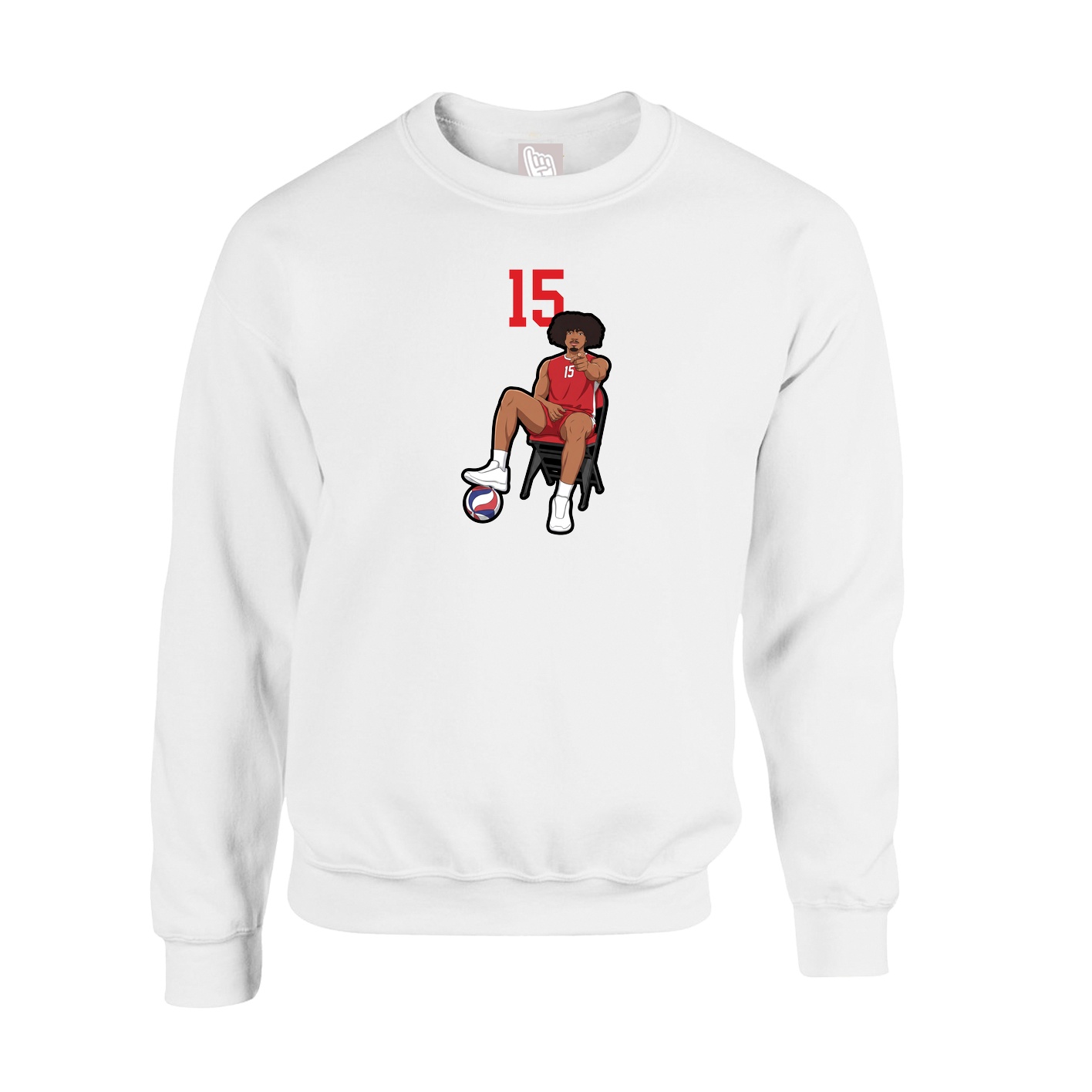 Fleece Crew — Number Top in White