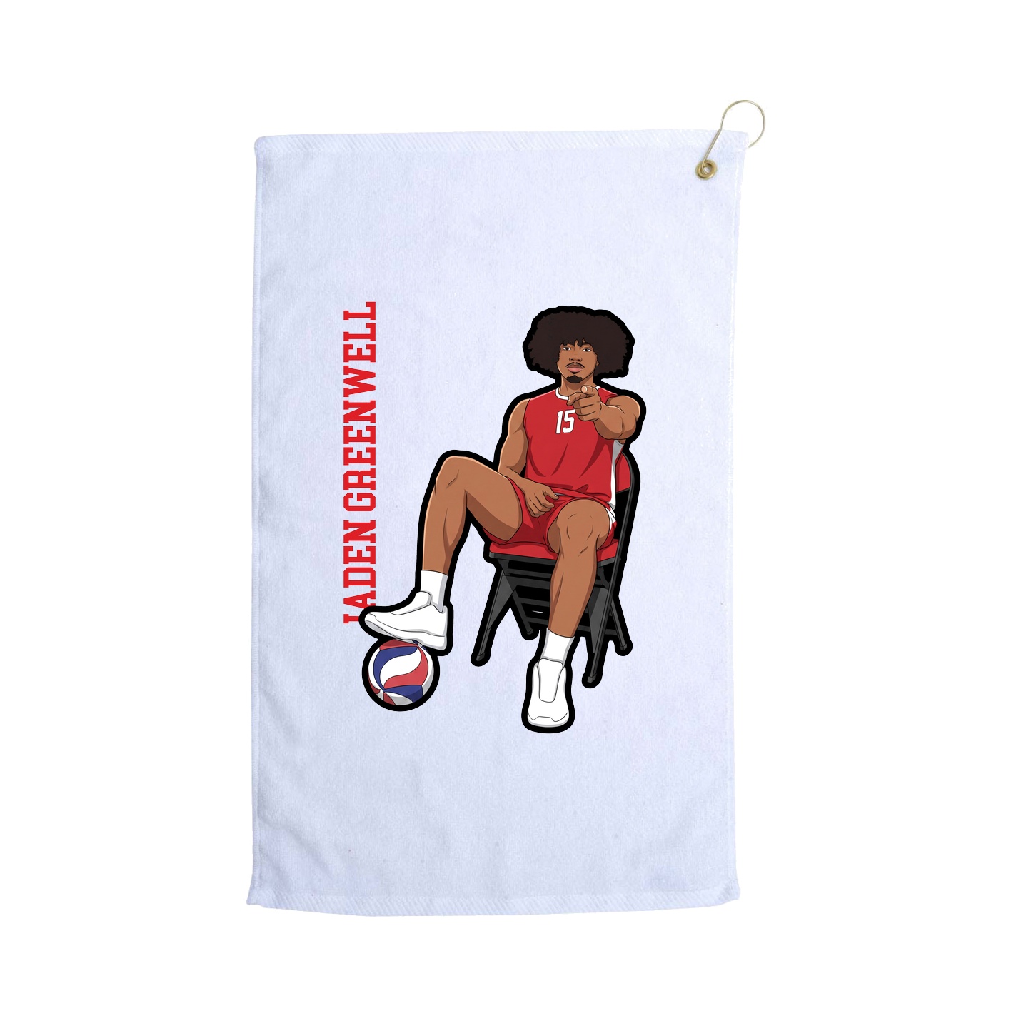 Golf Towel — Name Vertical in White