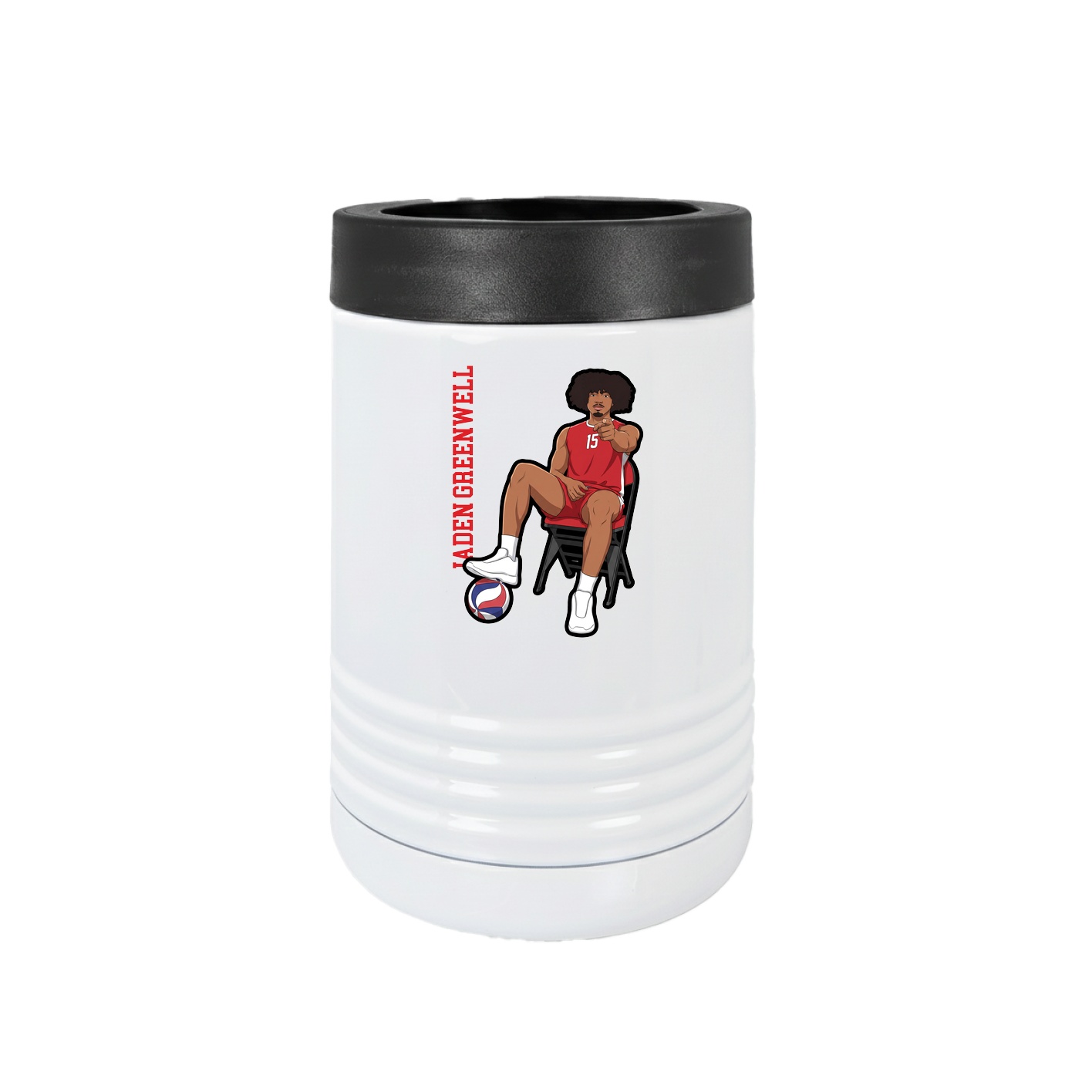 Beverage Holder — Name Vertical in White
