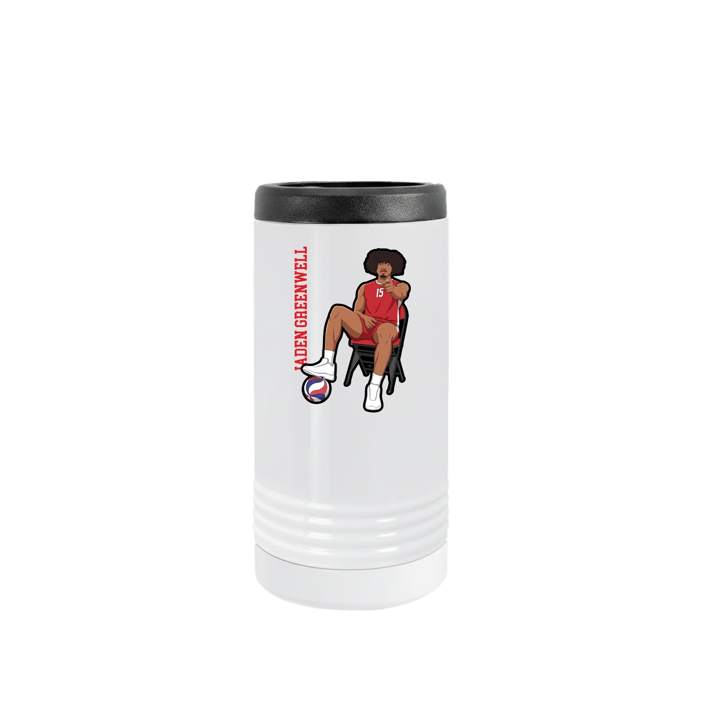 Slim Beverage Holder — Name Vertical in White