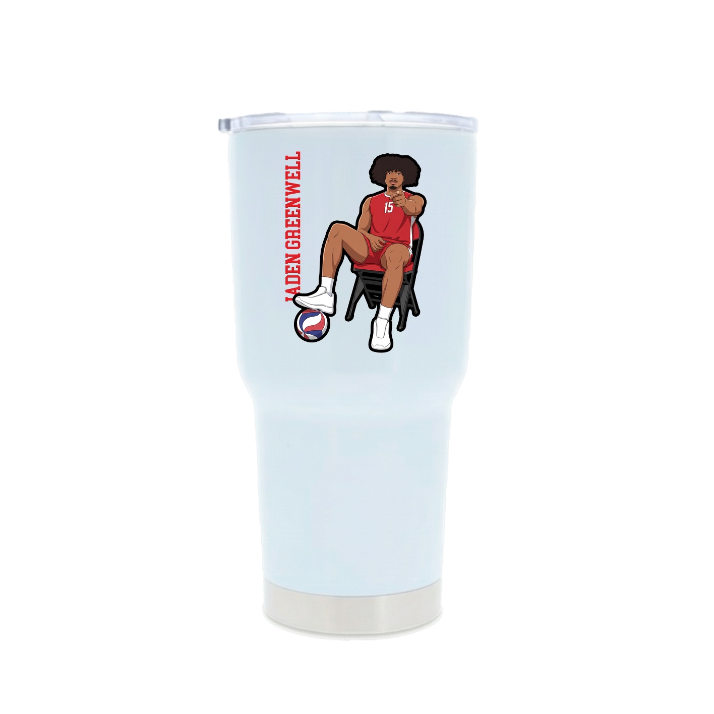 30oz Stainless Steel Tumbler — Name Vertical in White