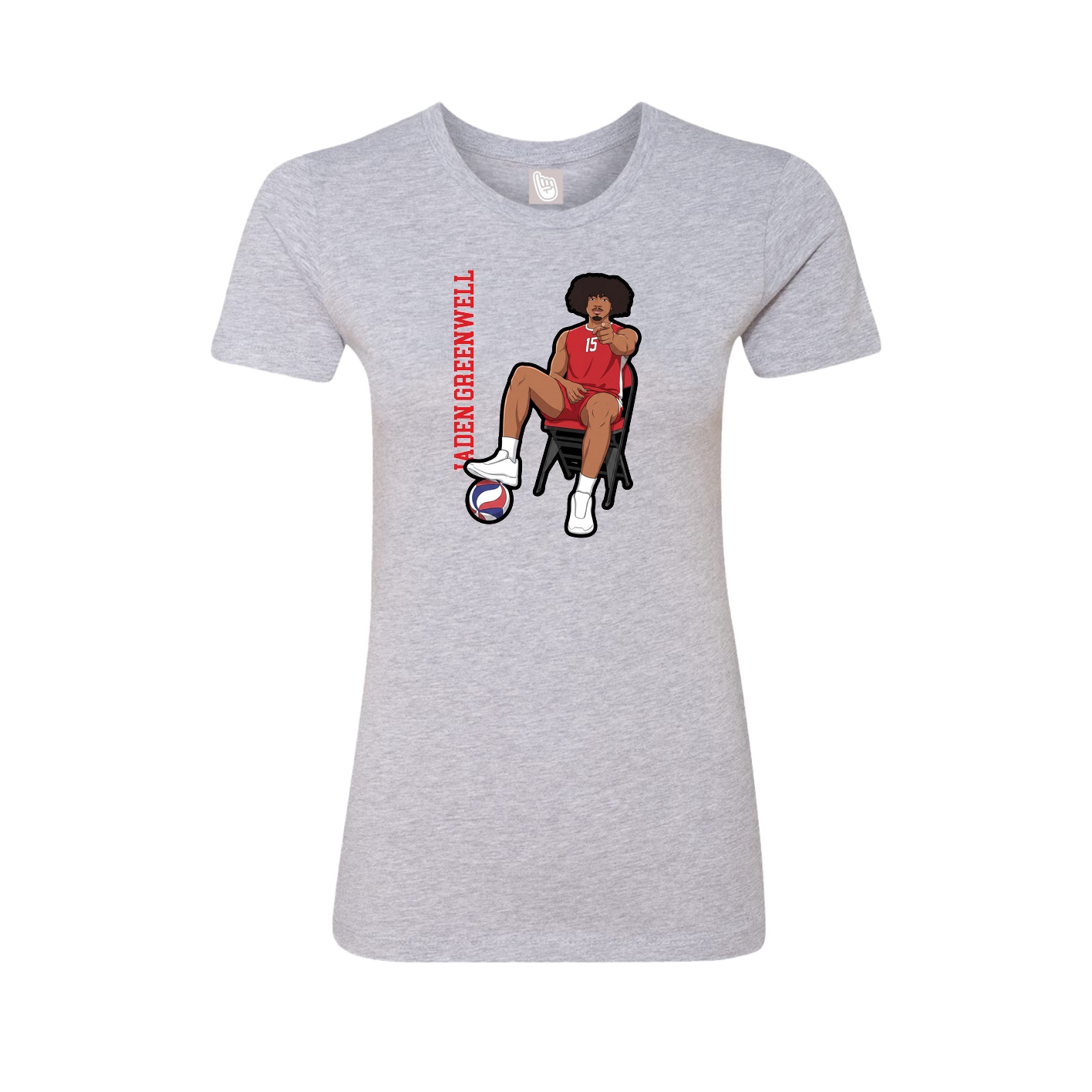 Fitted Women's Tee — Name Vertical in Grey