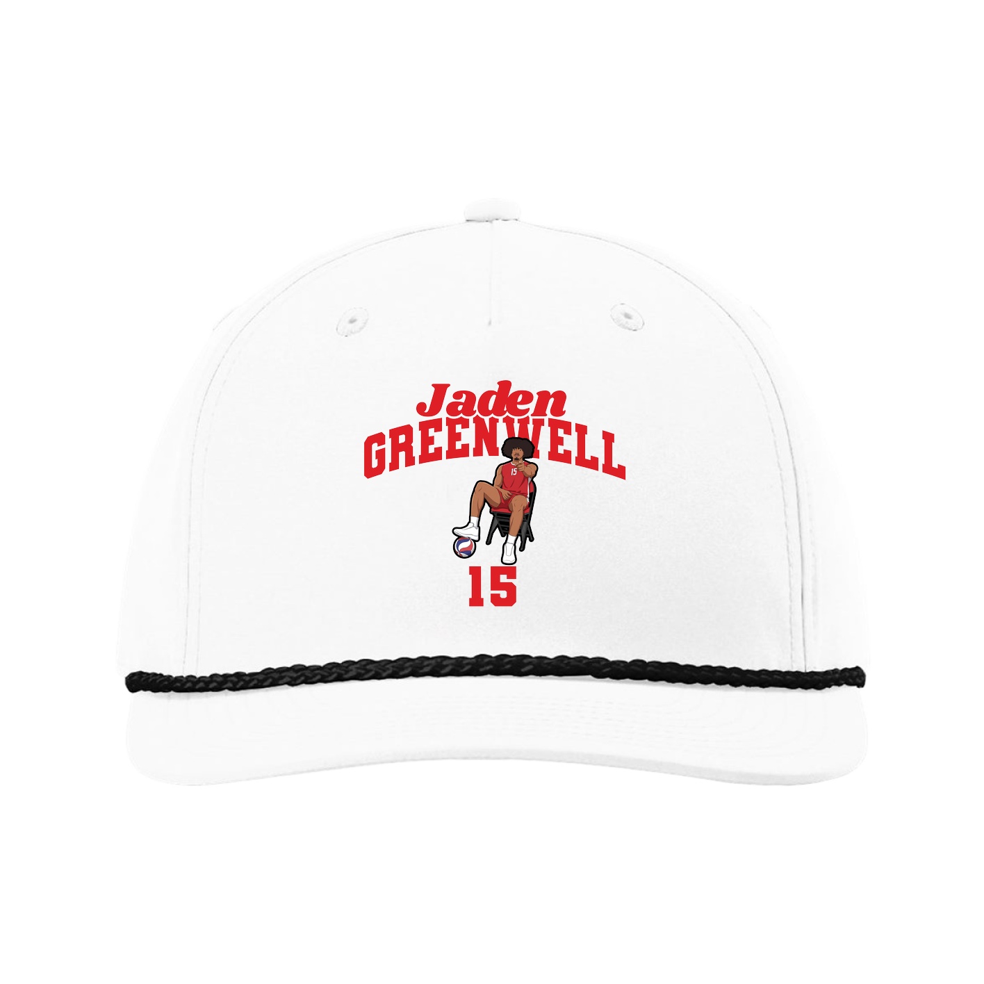 Five-Panel Classic Rope Cap — Signature Arch in White