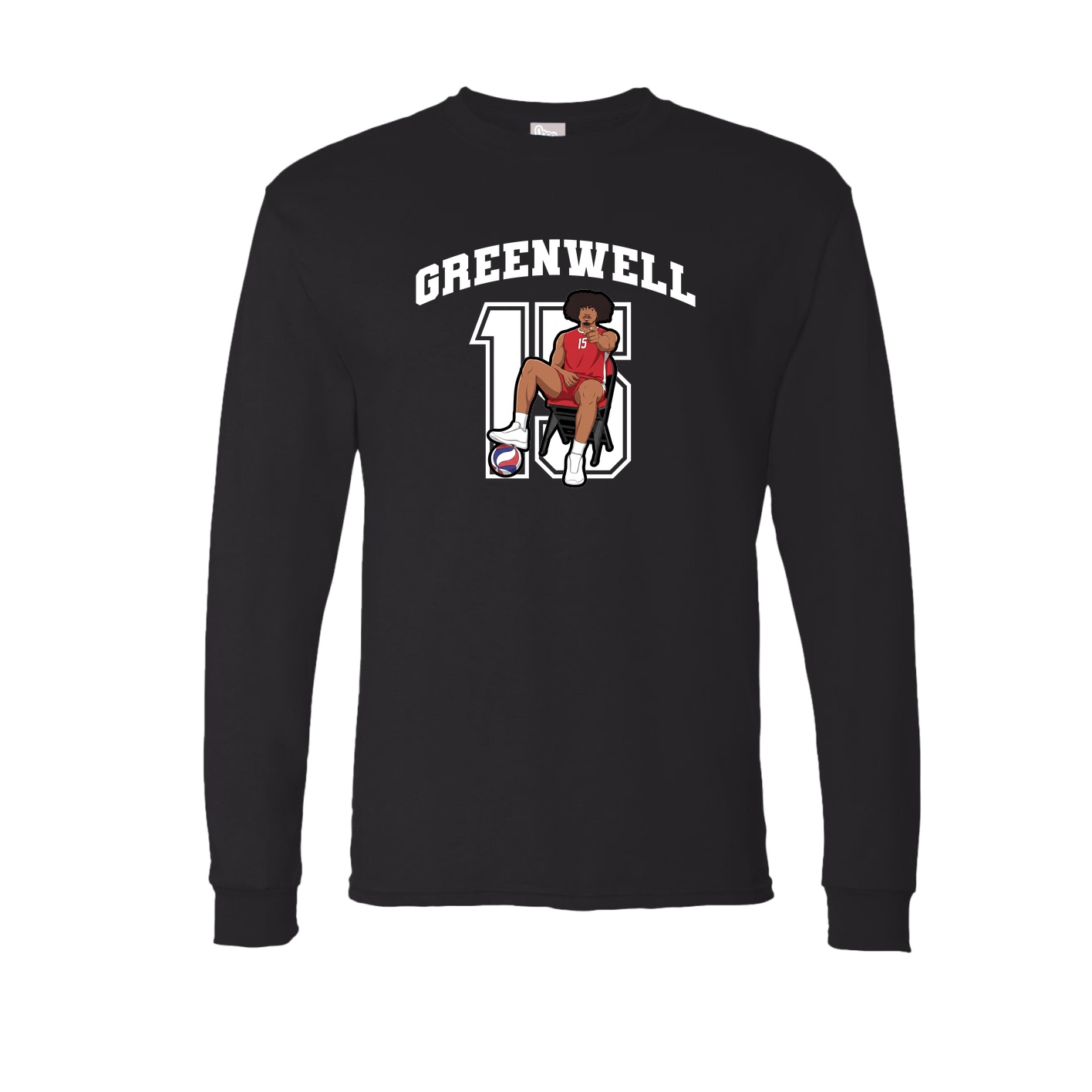 Long Sleeve Tee — Number in Black