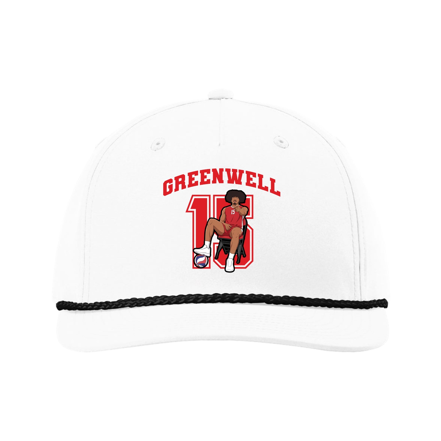 Five-Panel Classic Rope Cap — Number in White