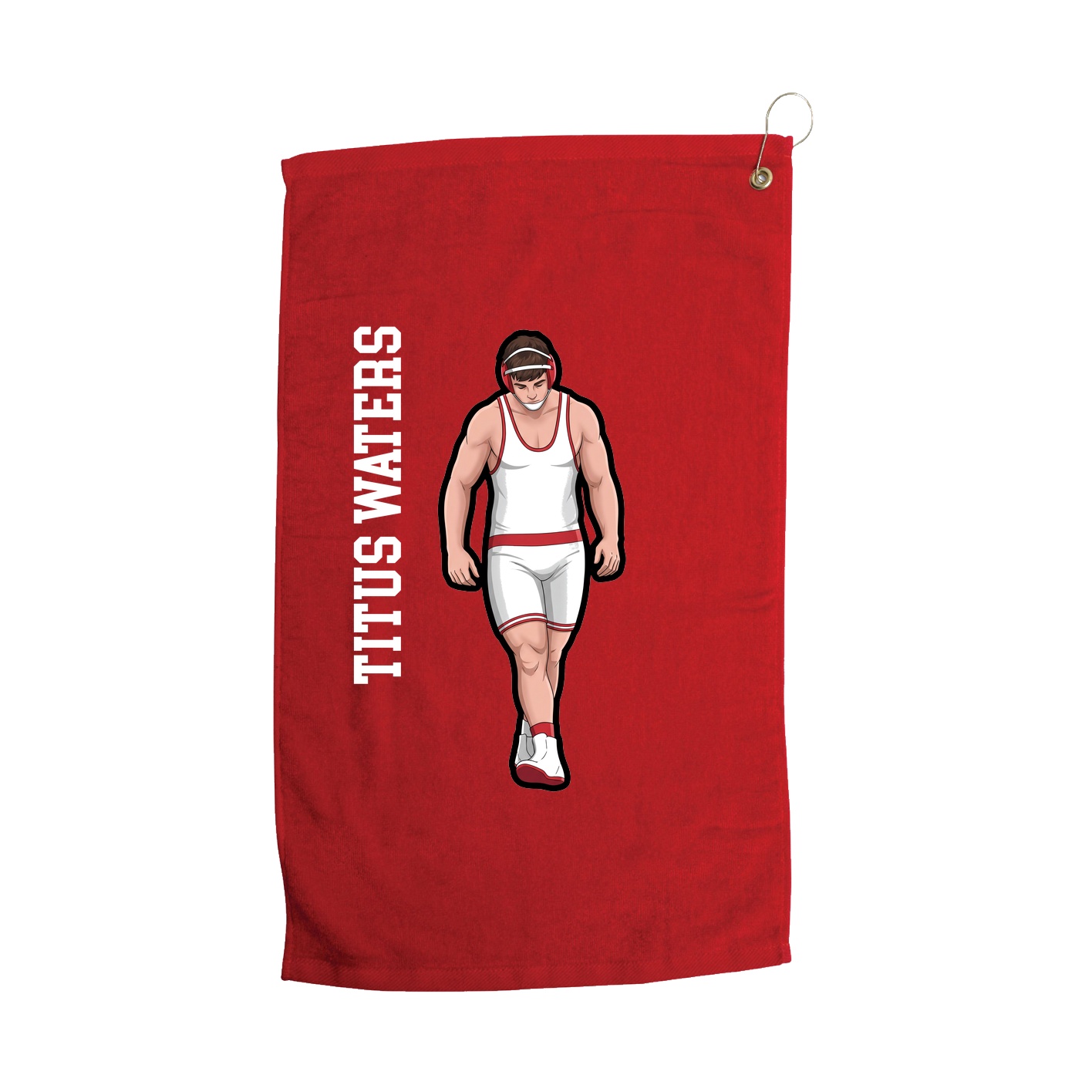 Golf Towel — Name Vertical in Red