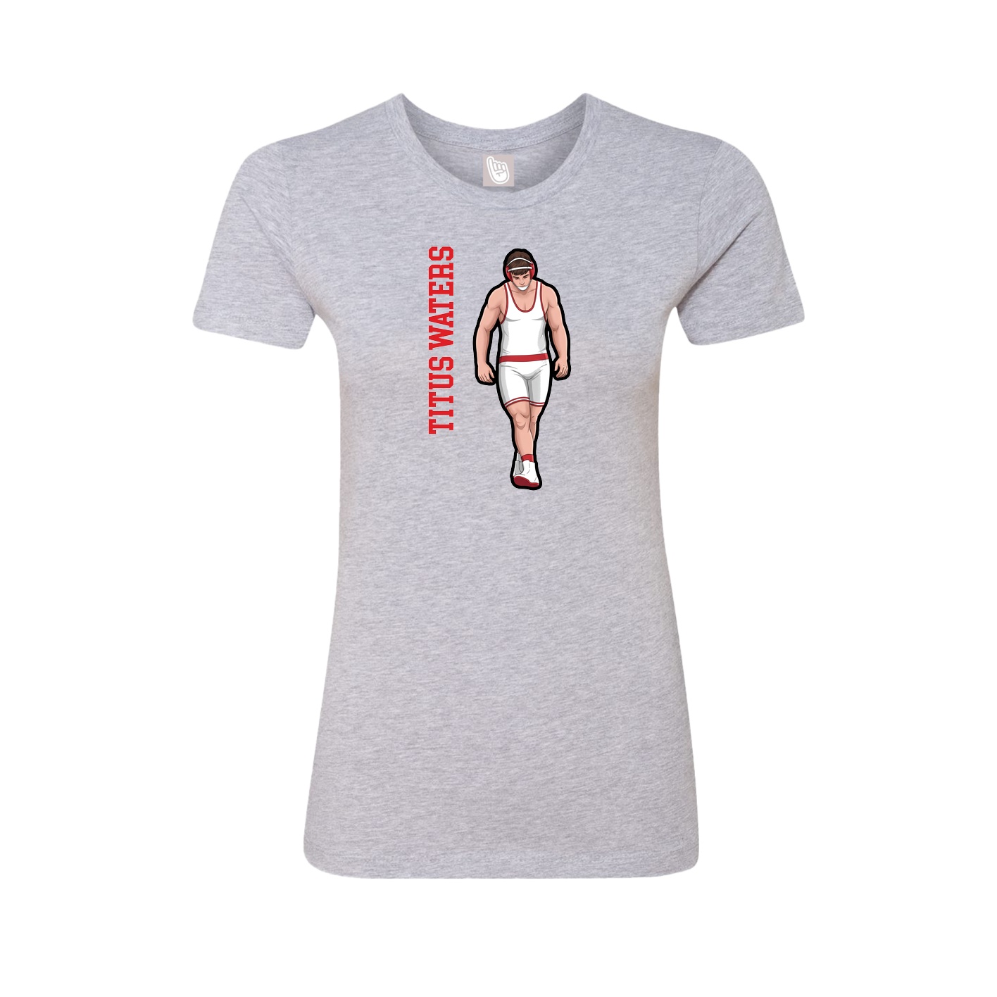 Fitted Women's Tee — Name Vertical in Grey