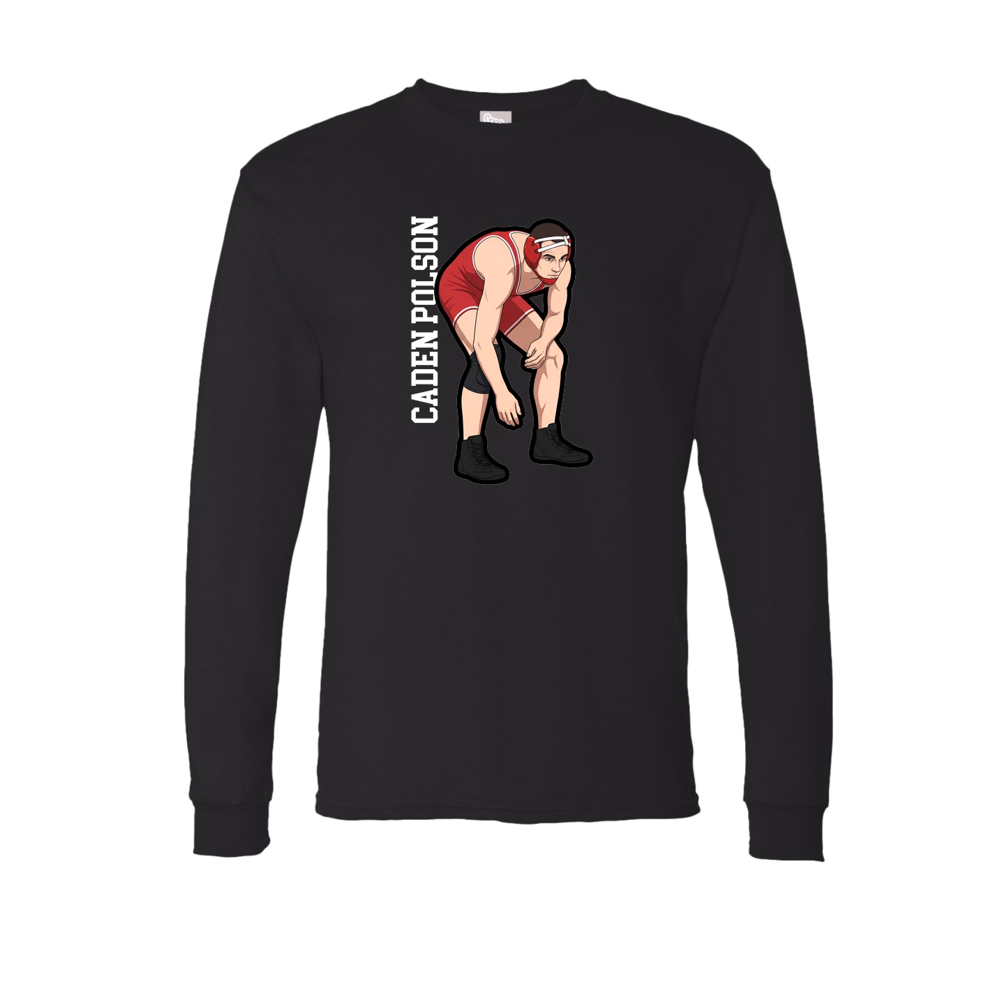 Long Sleeve Tee — Name Vertical in Black
