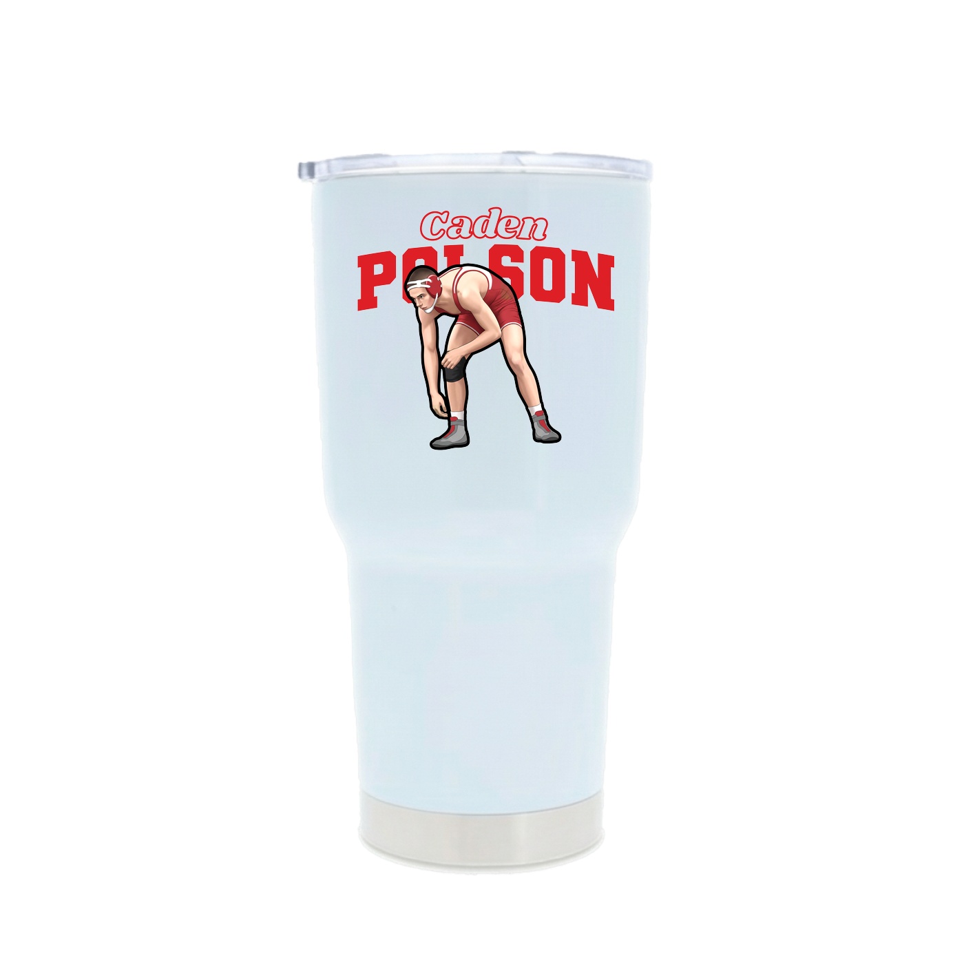 30oz Stainless Steel Tumbler — Name Arch in White