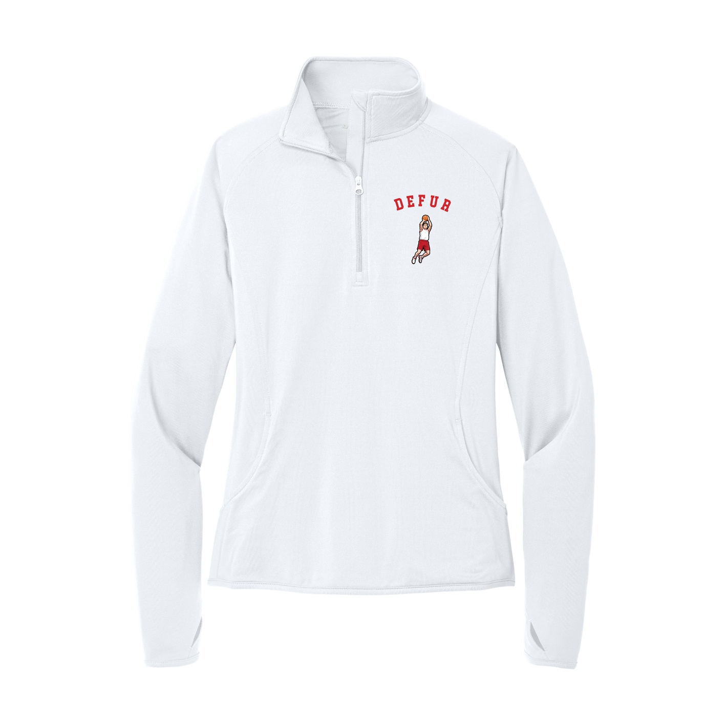 Women's Q-Zip Pullover — Shirsey Arch in White
