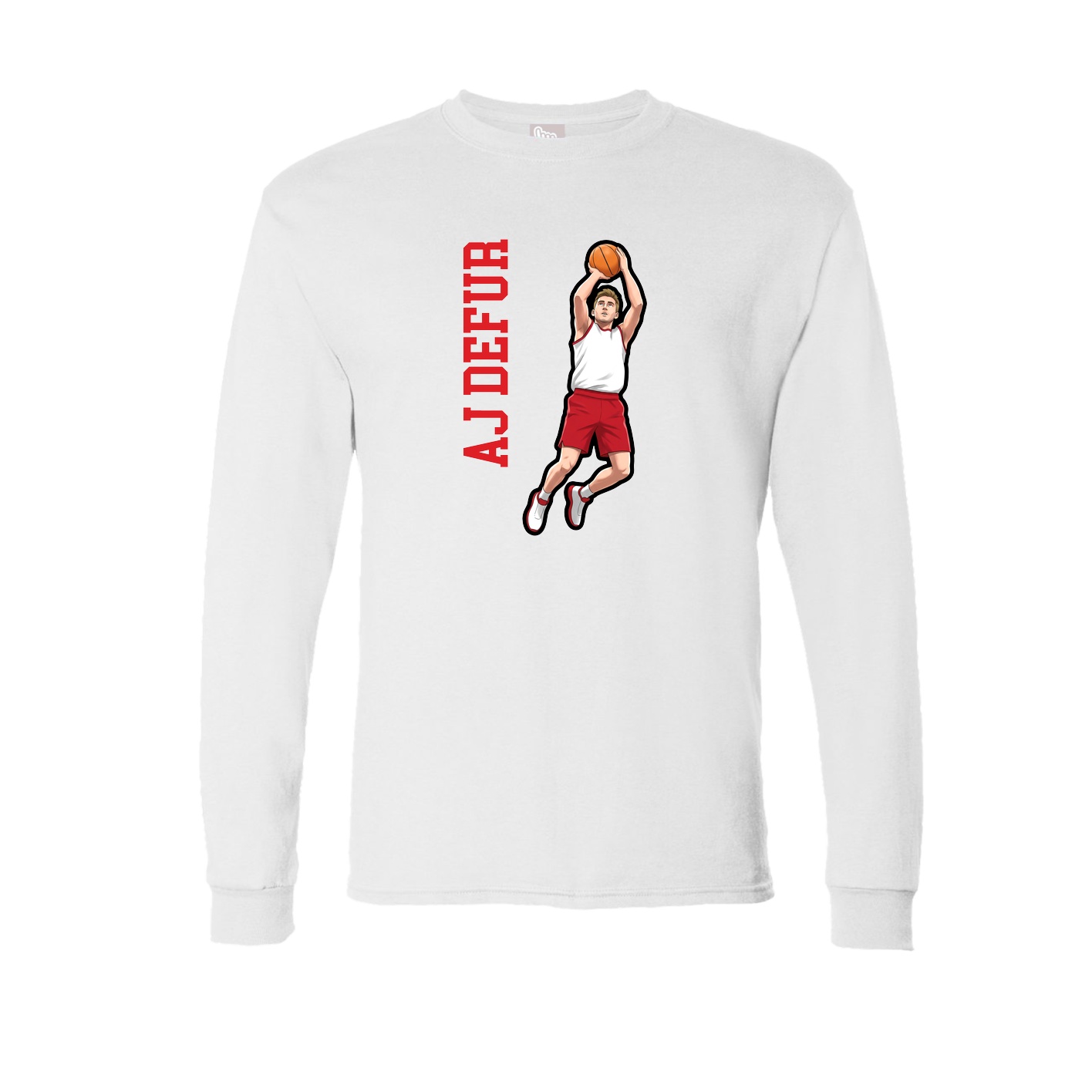 Long Sleeve Tee — Name Vertical in White