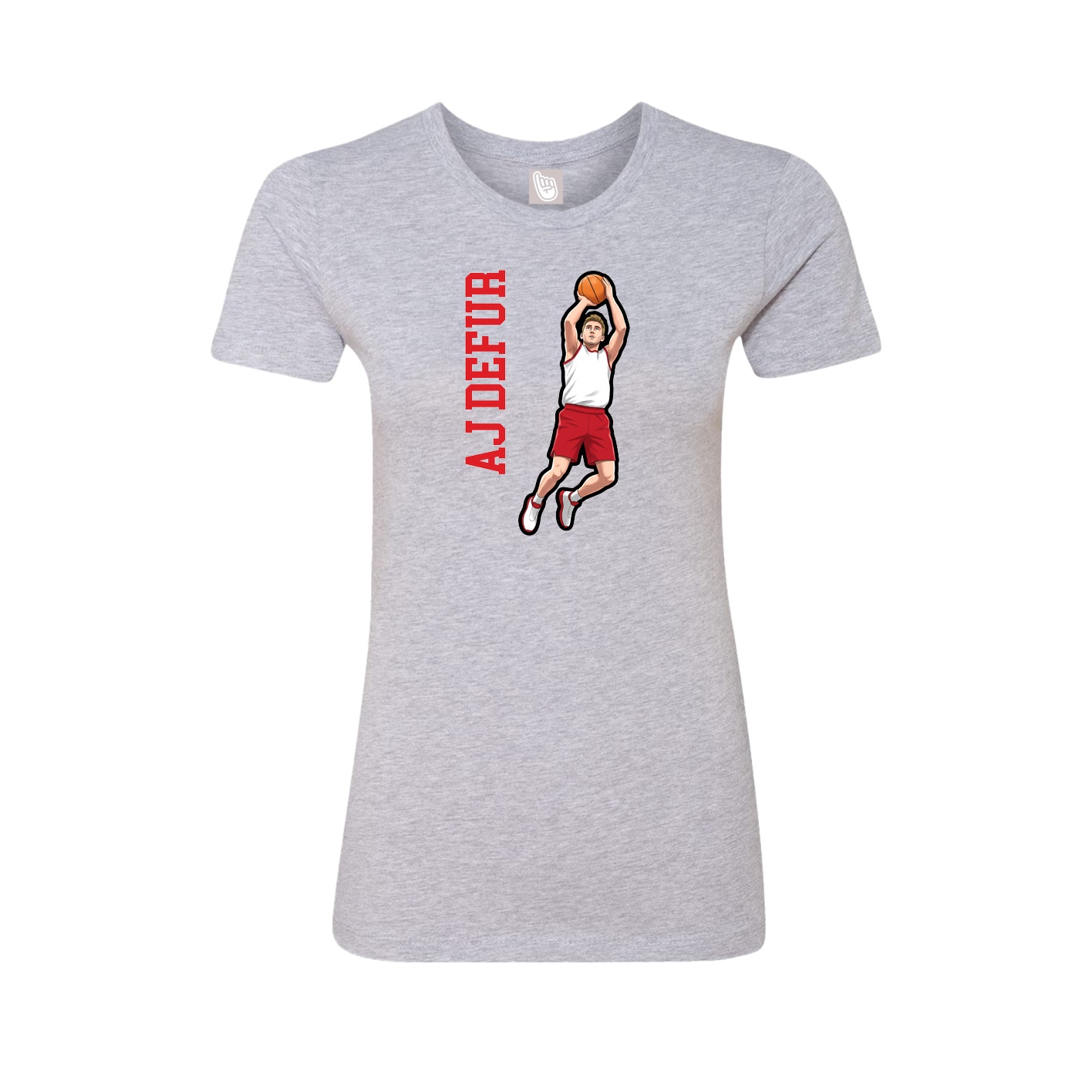 Fitted Women's Tee — Name Vertical in Grey