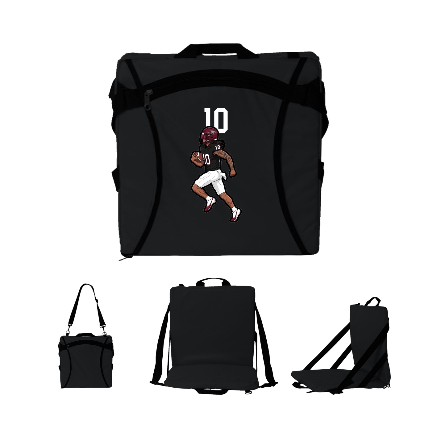 Folding Stadium Seat — Number Top in Black