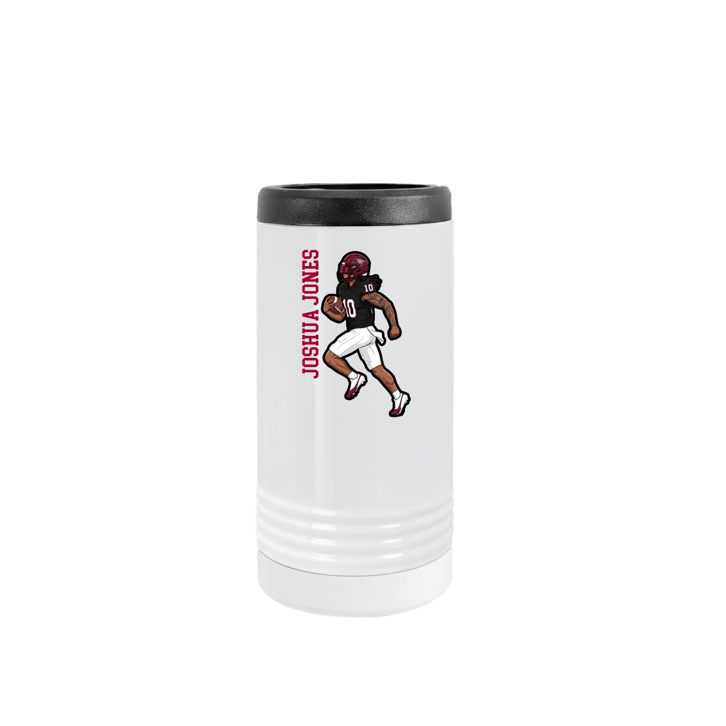 Slim Beverage Holder — Name Vertical in White