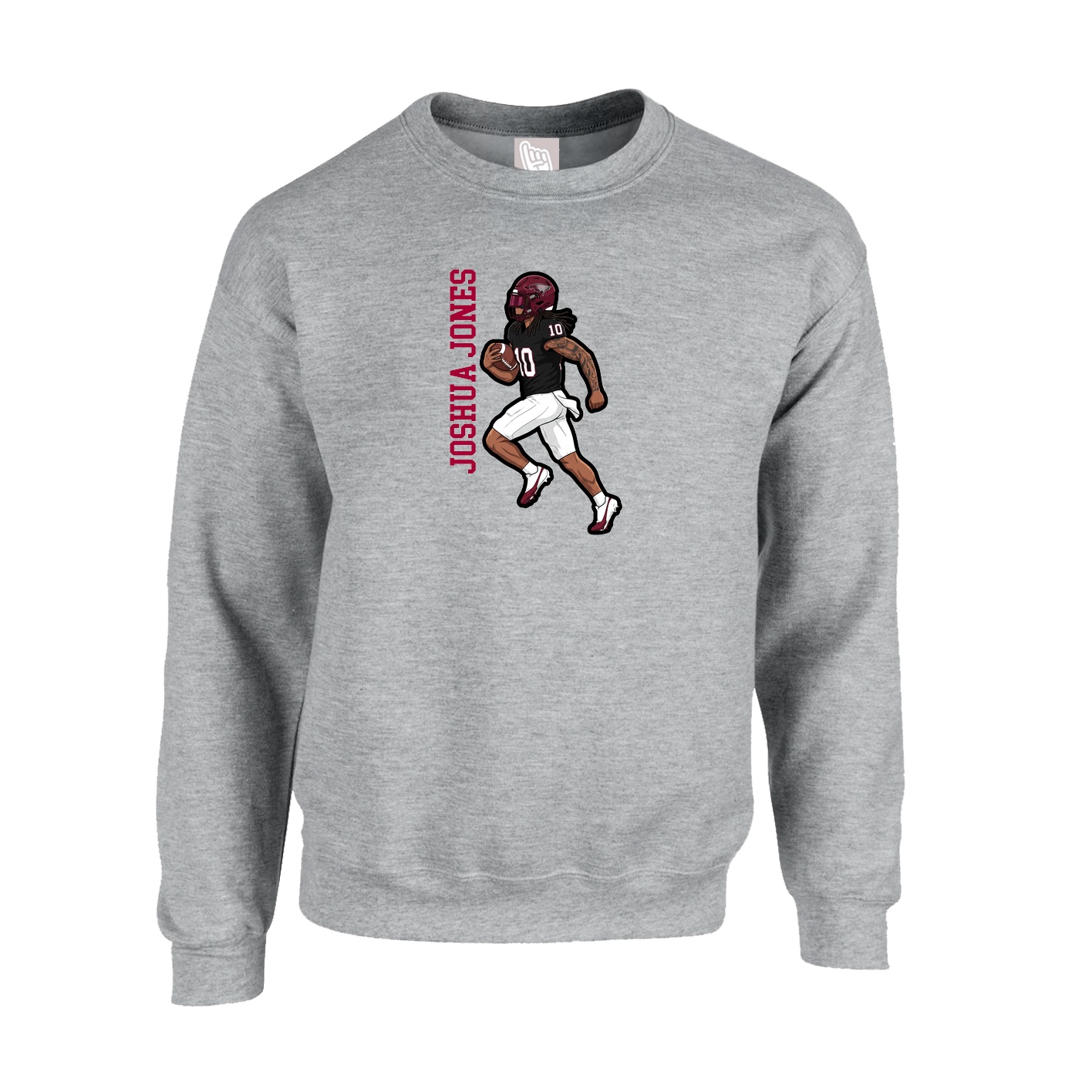 Fleece Crew — Name Vertical in Grey