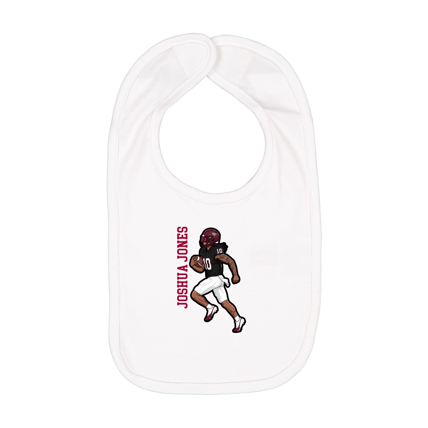 Infant Bib — Name Vertical in White