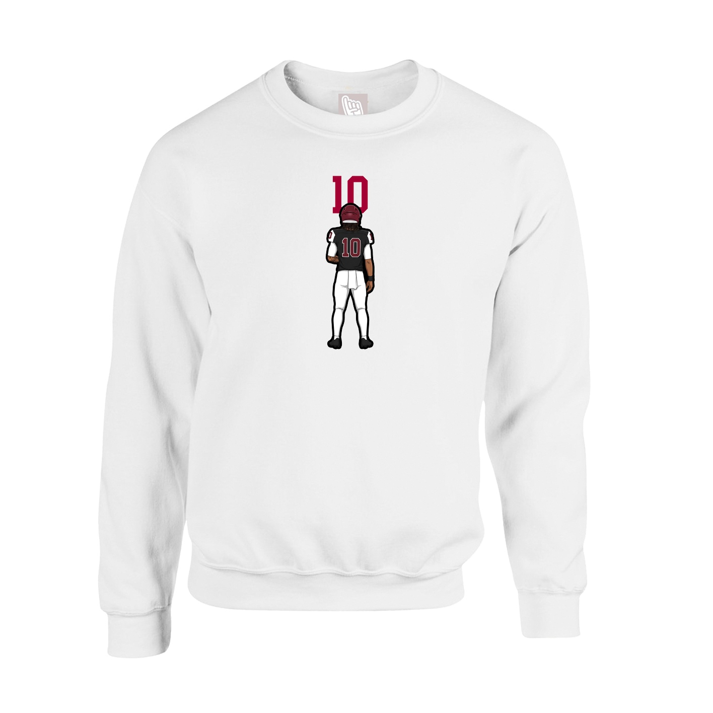 Fleece Crew — Number Top in White