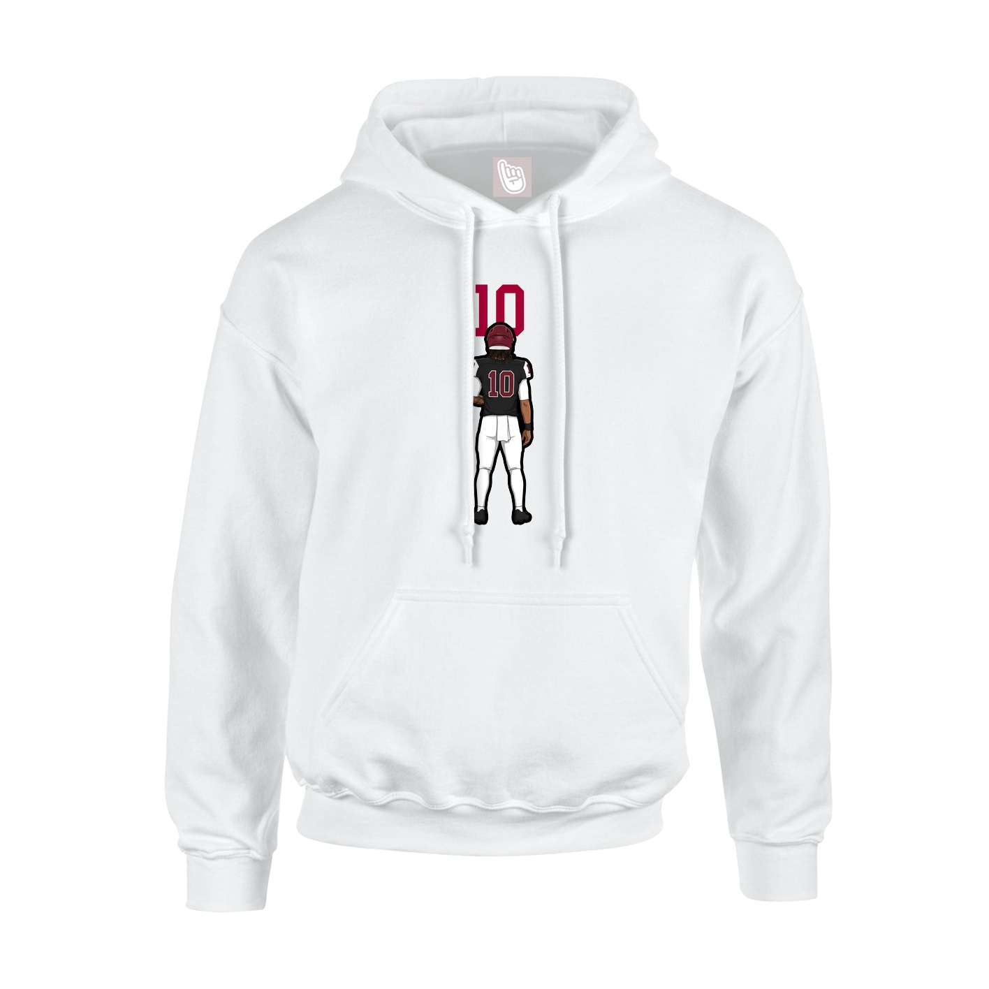 Youth Hoodie — Number Top in White