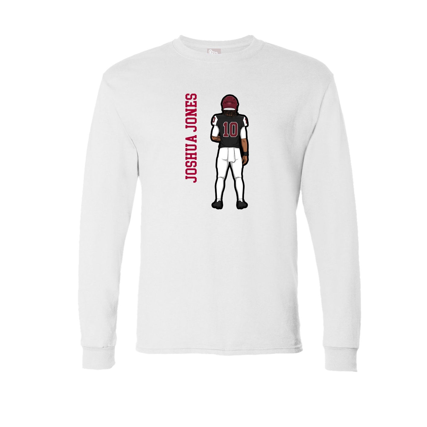 Long Sleeve Tee — Name Vertical in White