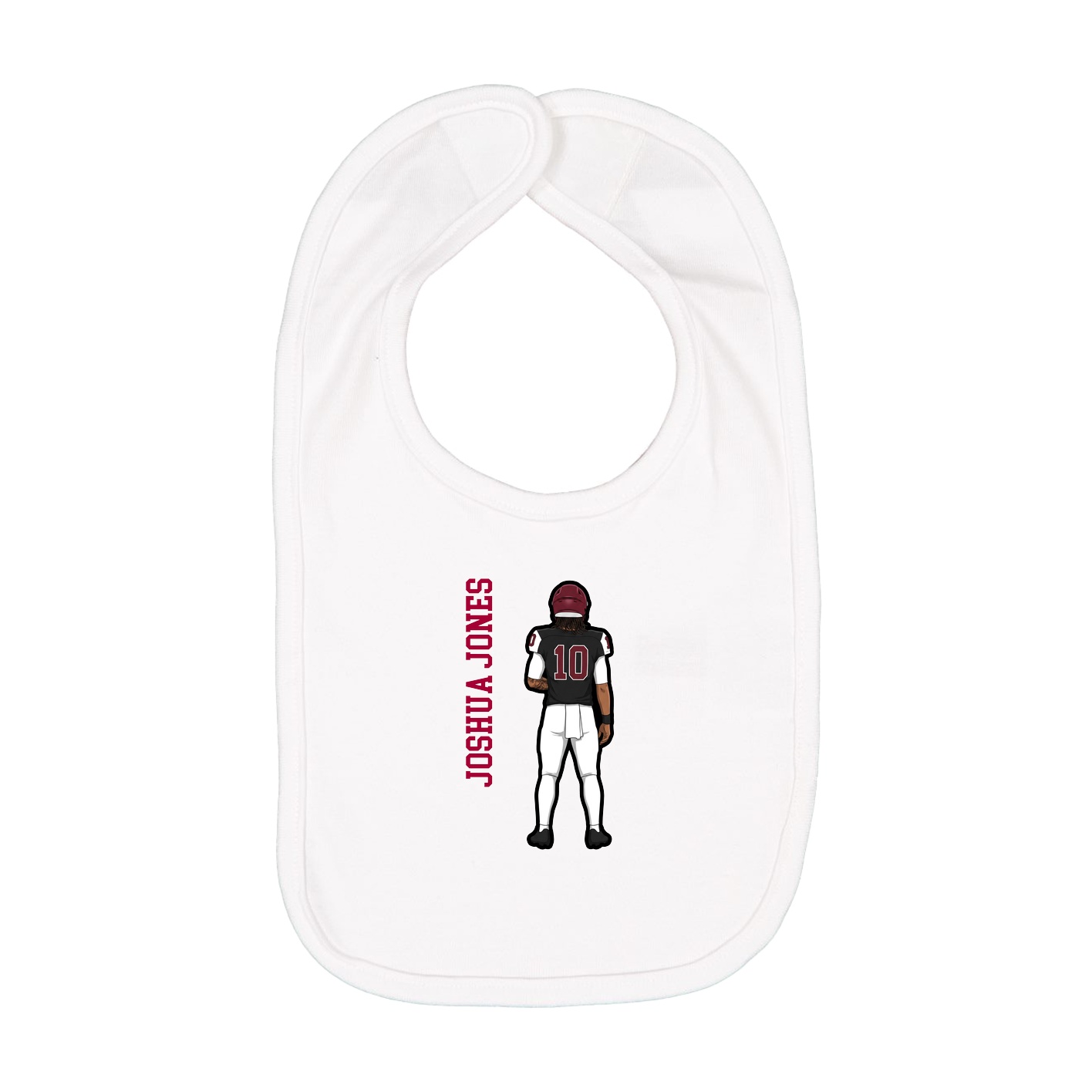 Infant Bib — Name Vertical in White