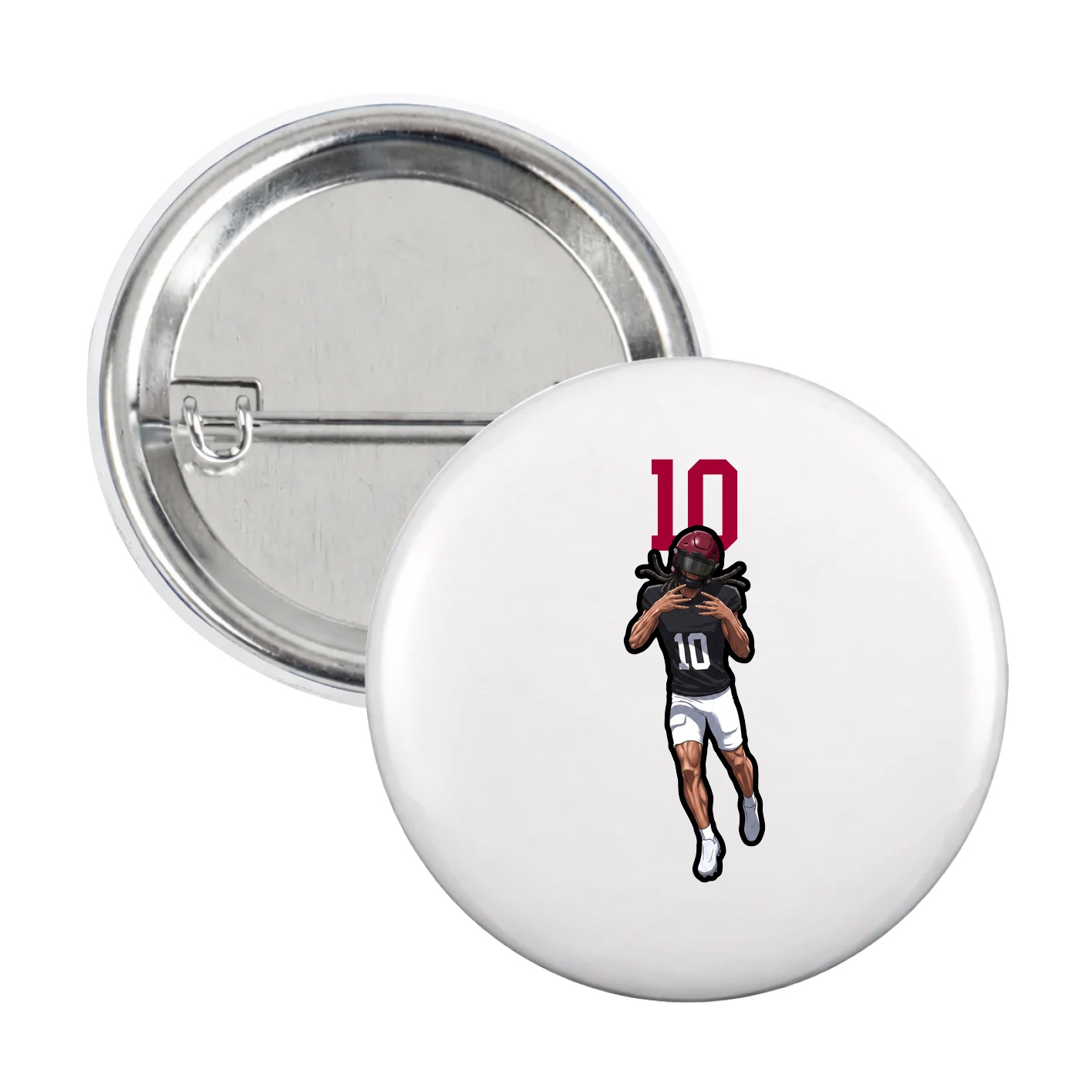Game Day Button — Number Top in White