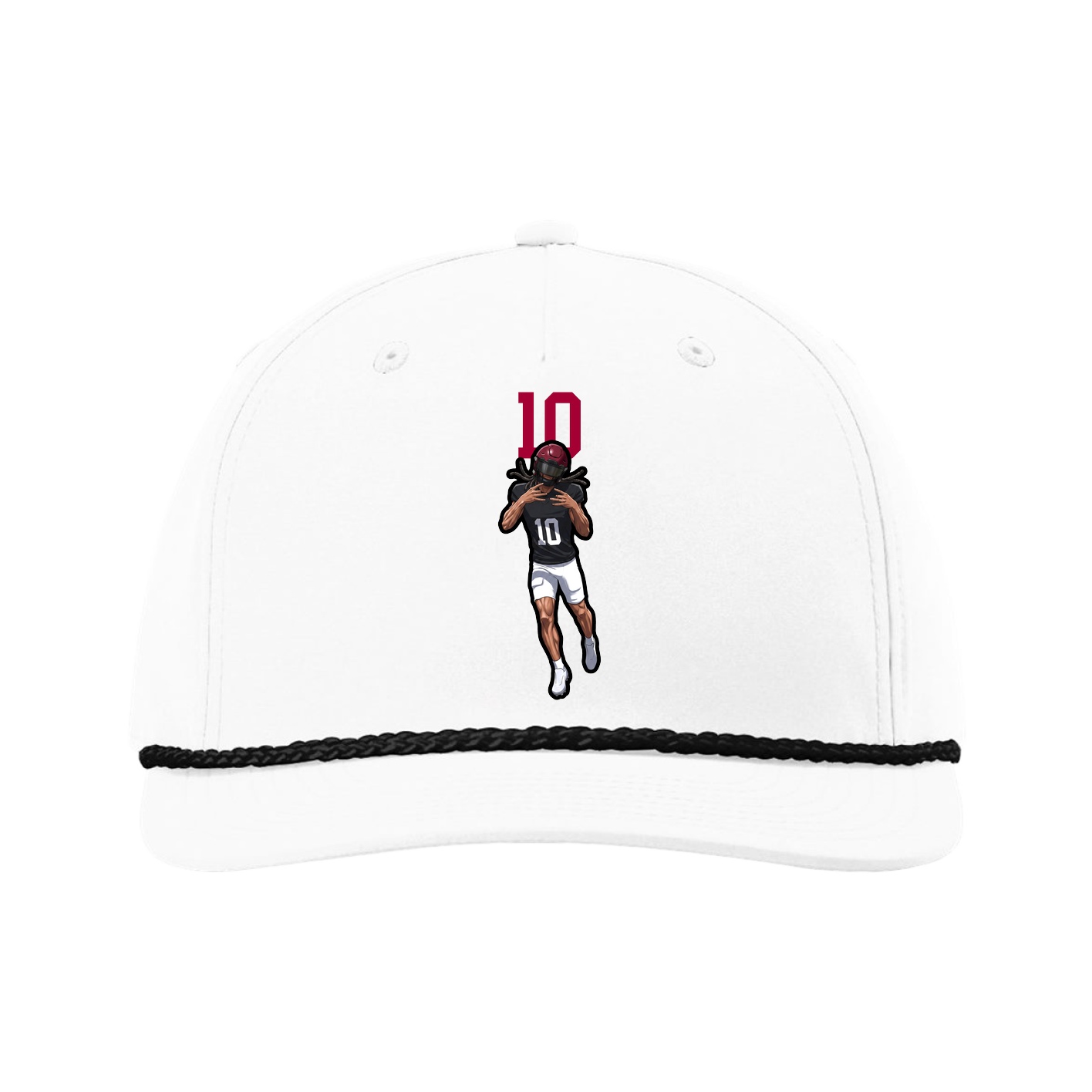 Five-Panel Classic Rope Cap — Number Top in White