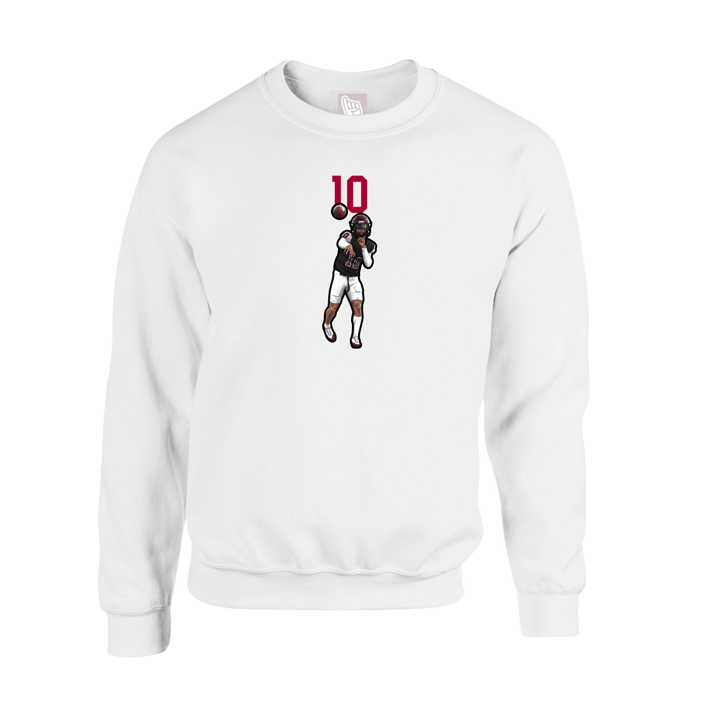 Fleece Crew — Number Top in White