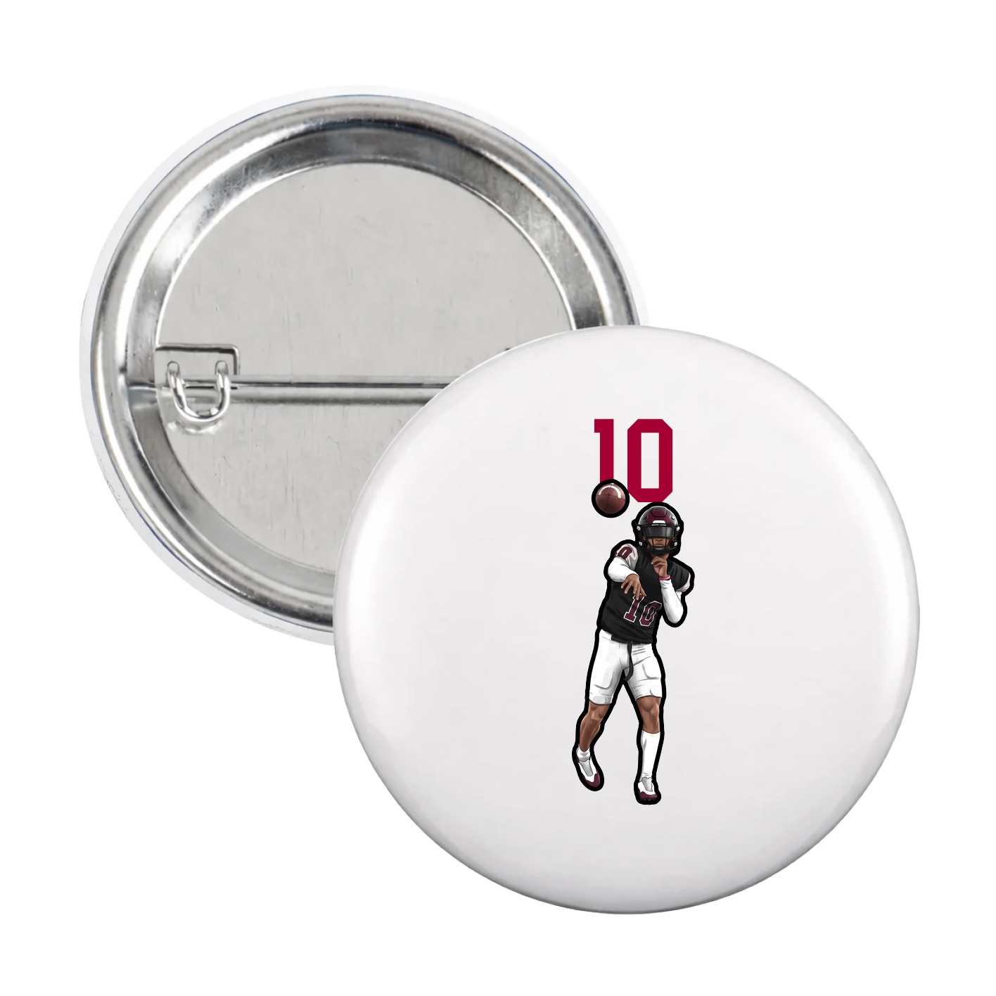 Game Day Button — Number Top in White