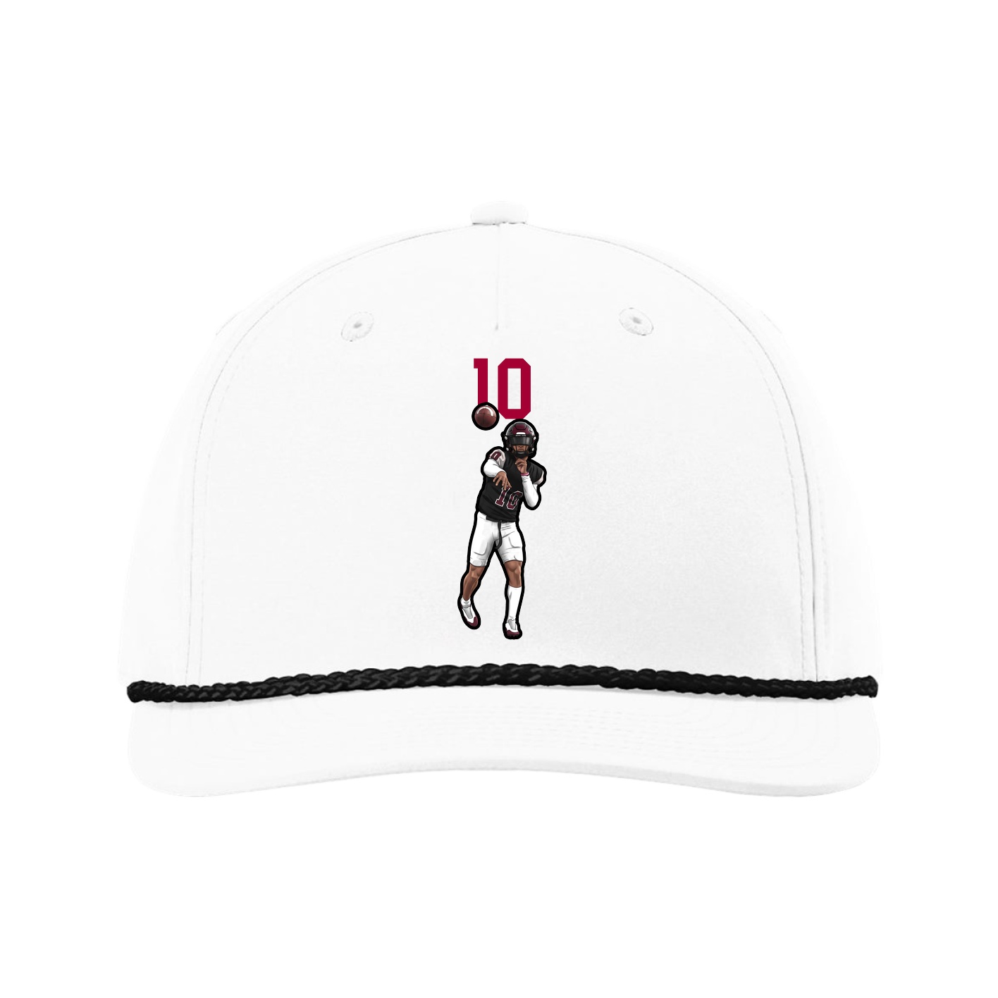 Five-Panel Classic Rope Cap — Number Top in White