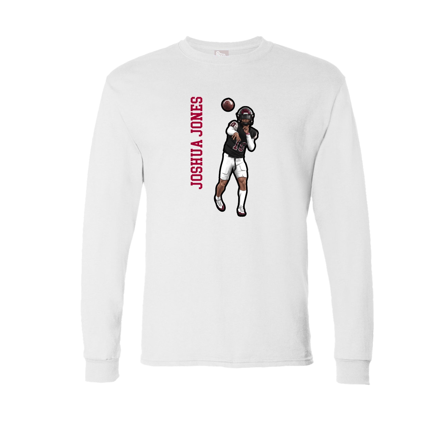 Long Sleeve Tee — Name Vertical in White