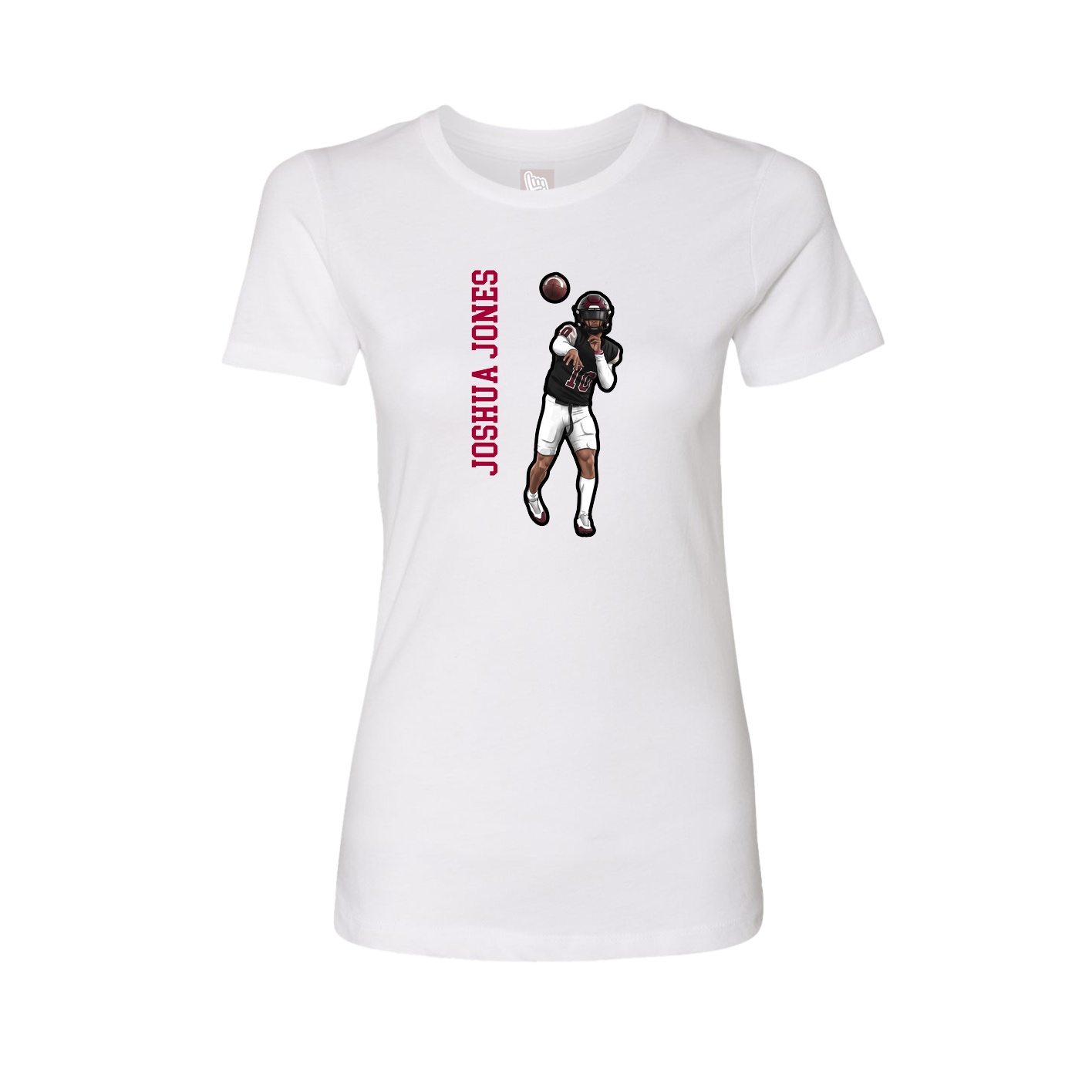 Womens Tee — Name Vertical in White