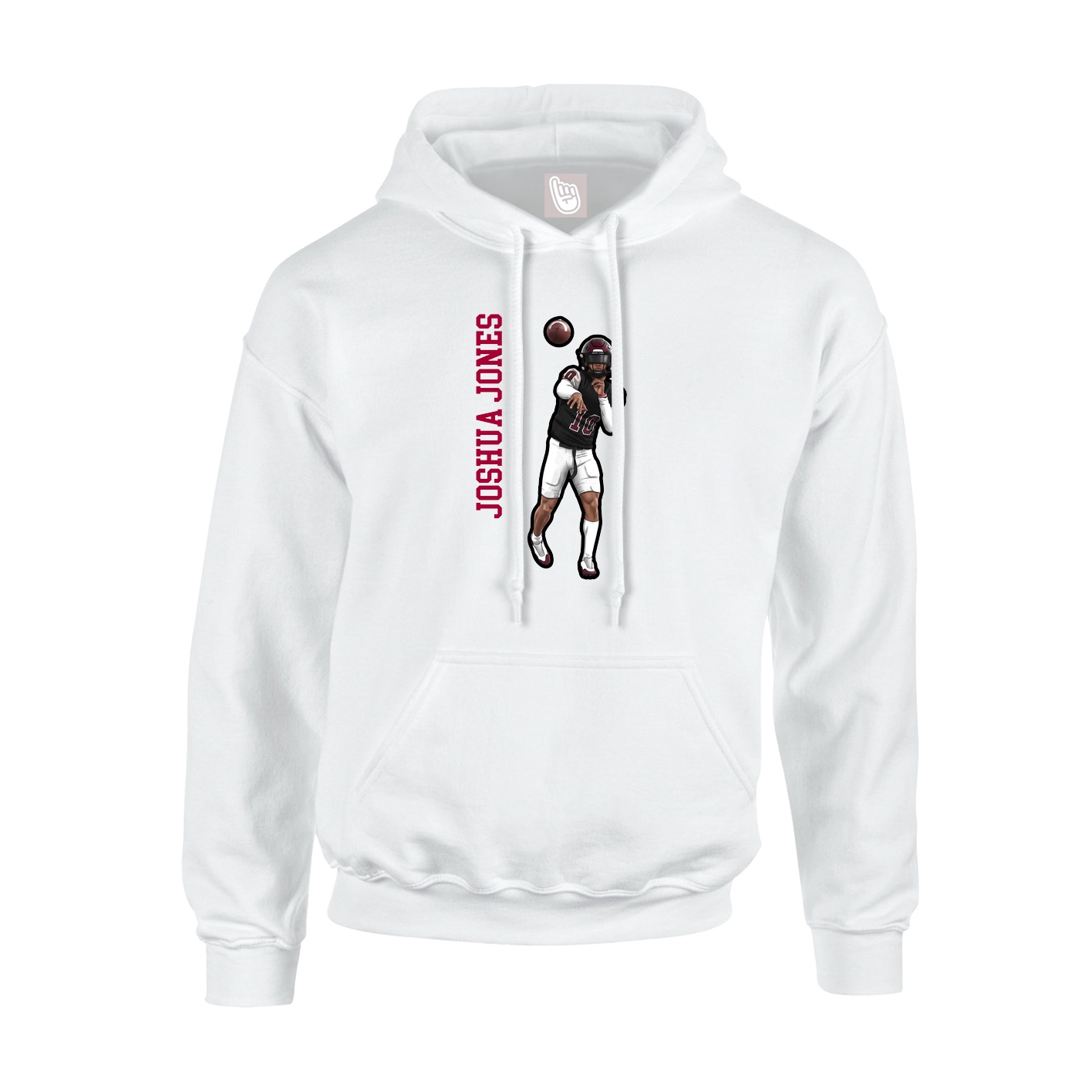 Youth Hoodie — Name Vertical in White