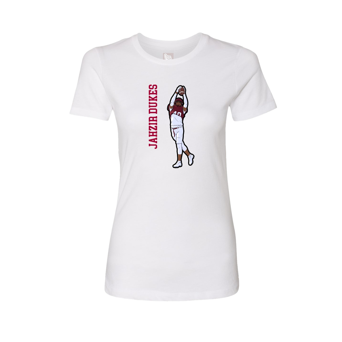 Fitted Women's Tee — Name Vertical in White