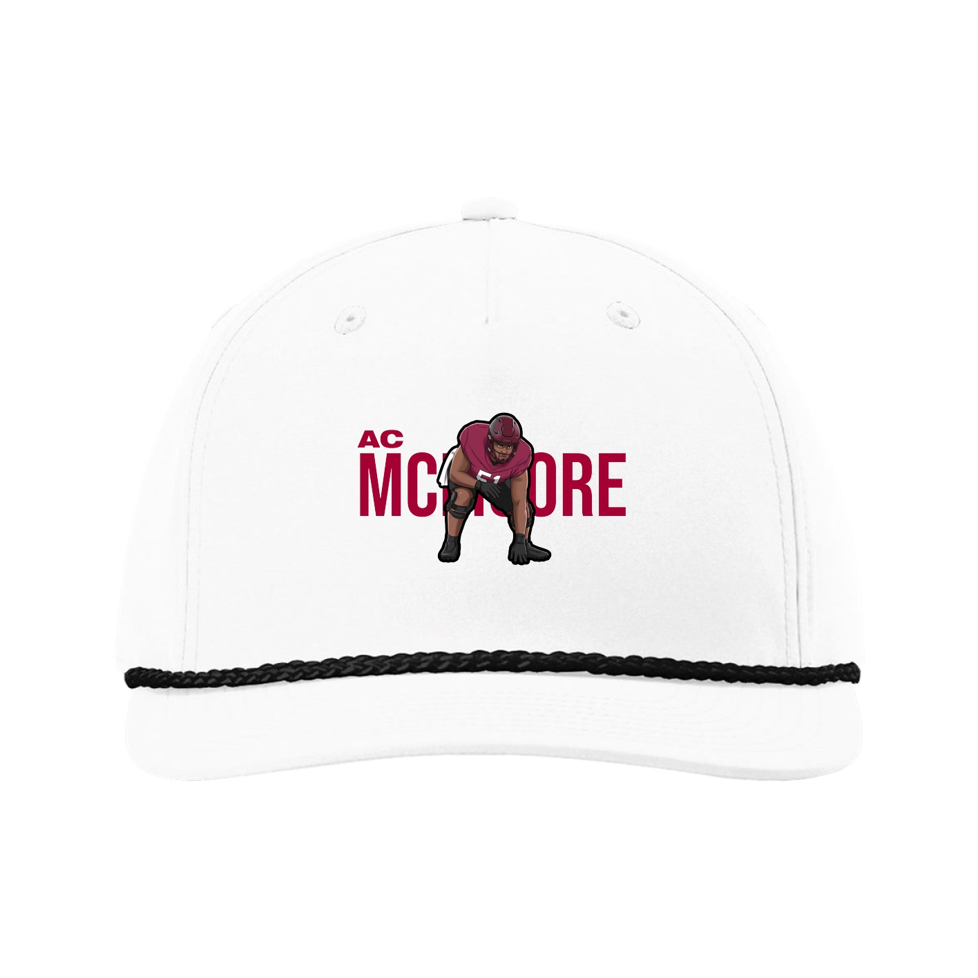 Five-Panel Classic Rope Cap — Player Name in White