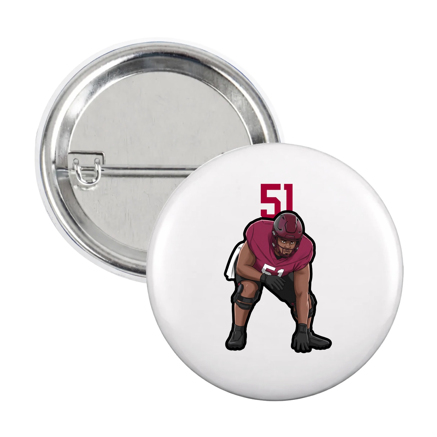 Game Day Button — Number Top in White