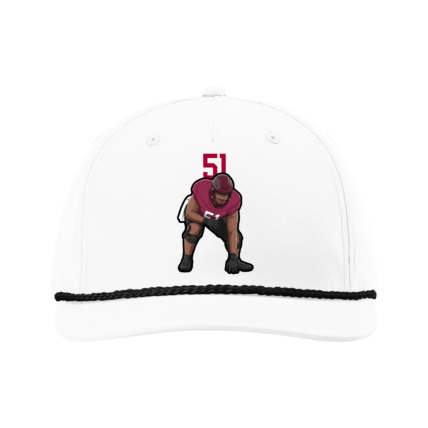 Five-Panel Classic Rope Cap — Number Top in White
