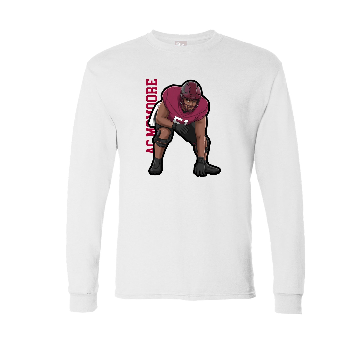 Long Sleeve Tee — Name Vertical in White
