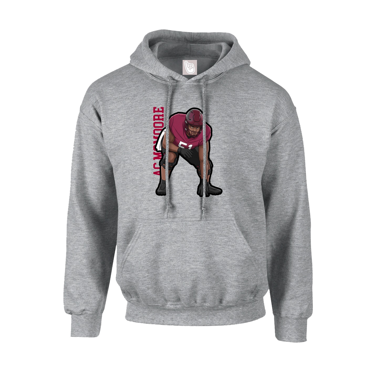 Hoodie — Name Vertical in Grey