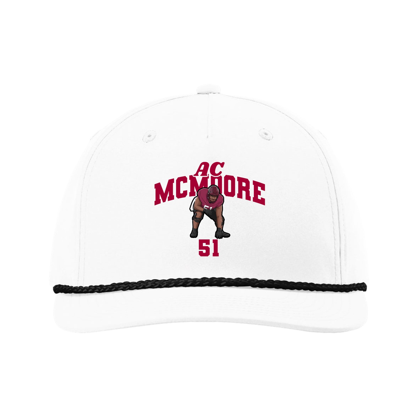 Five-Panel Classic Rope Cap — Signature Arch in White