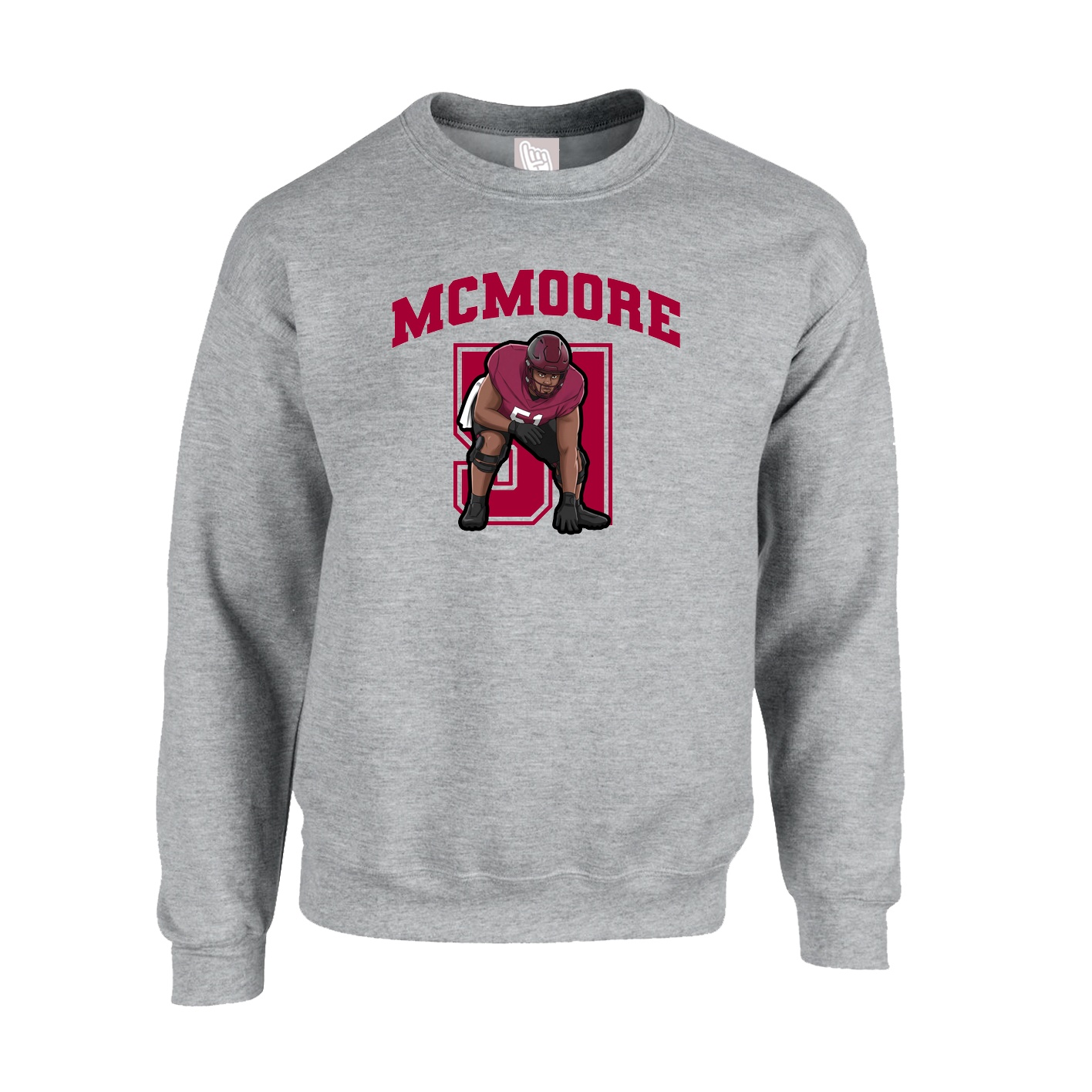Fleece Crew — Number in Grey